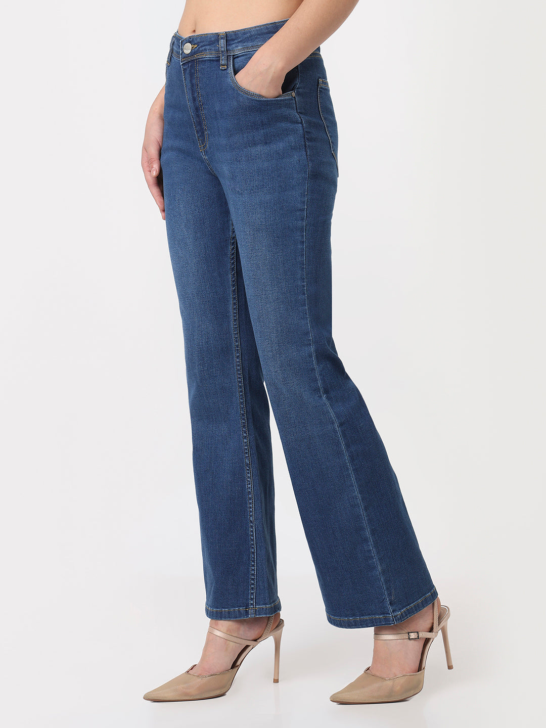 Blue High-Rise Flare Jeans