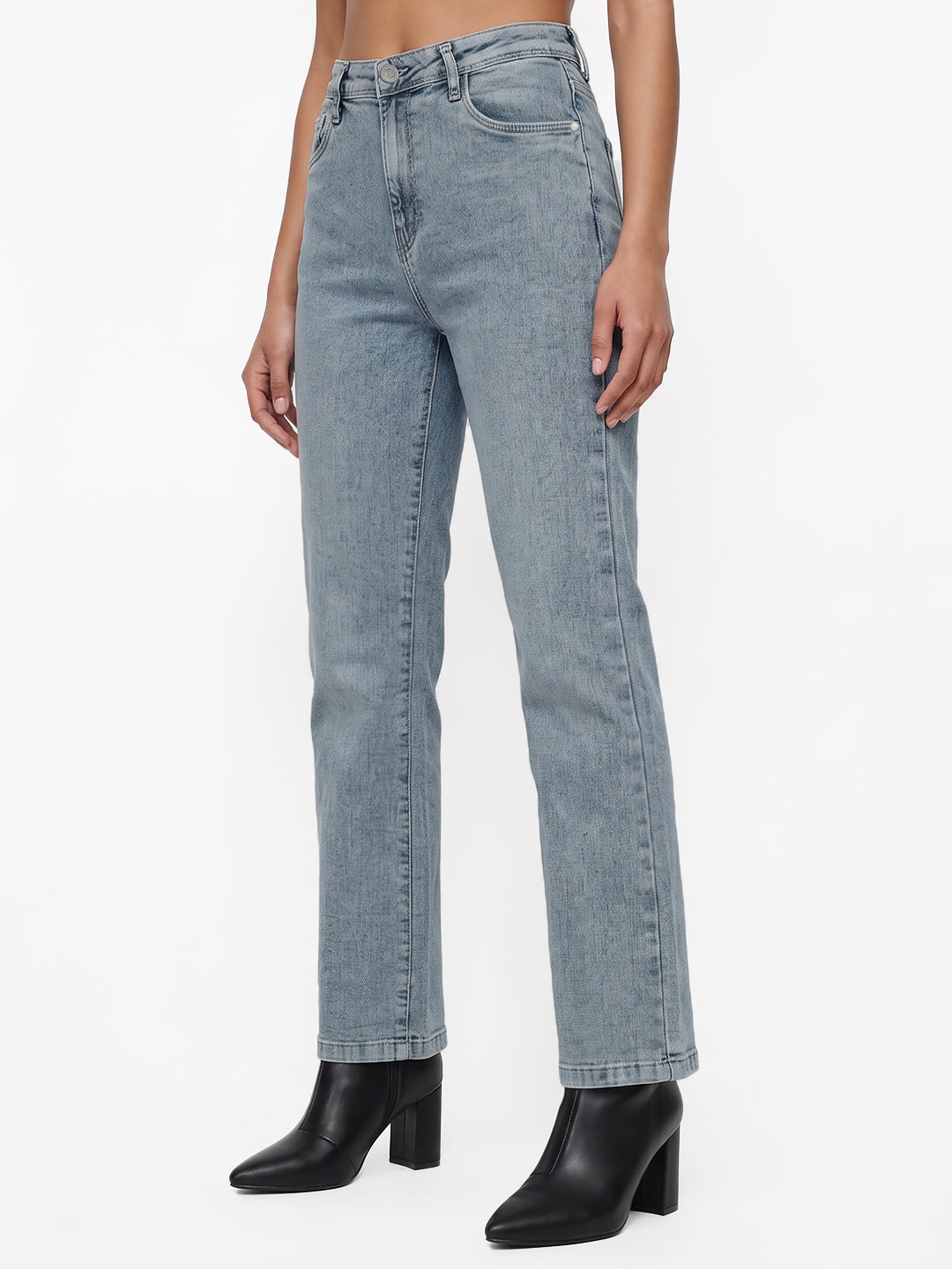 Light Blue High-Rise Crop Flare Jeans