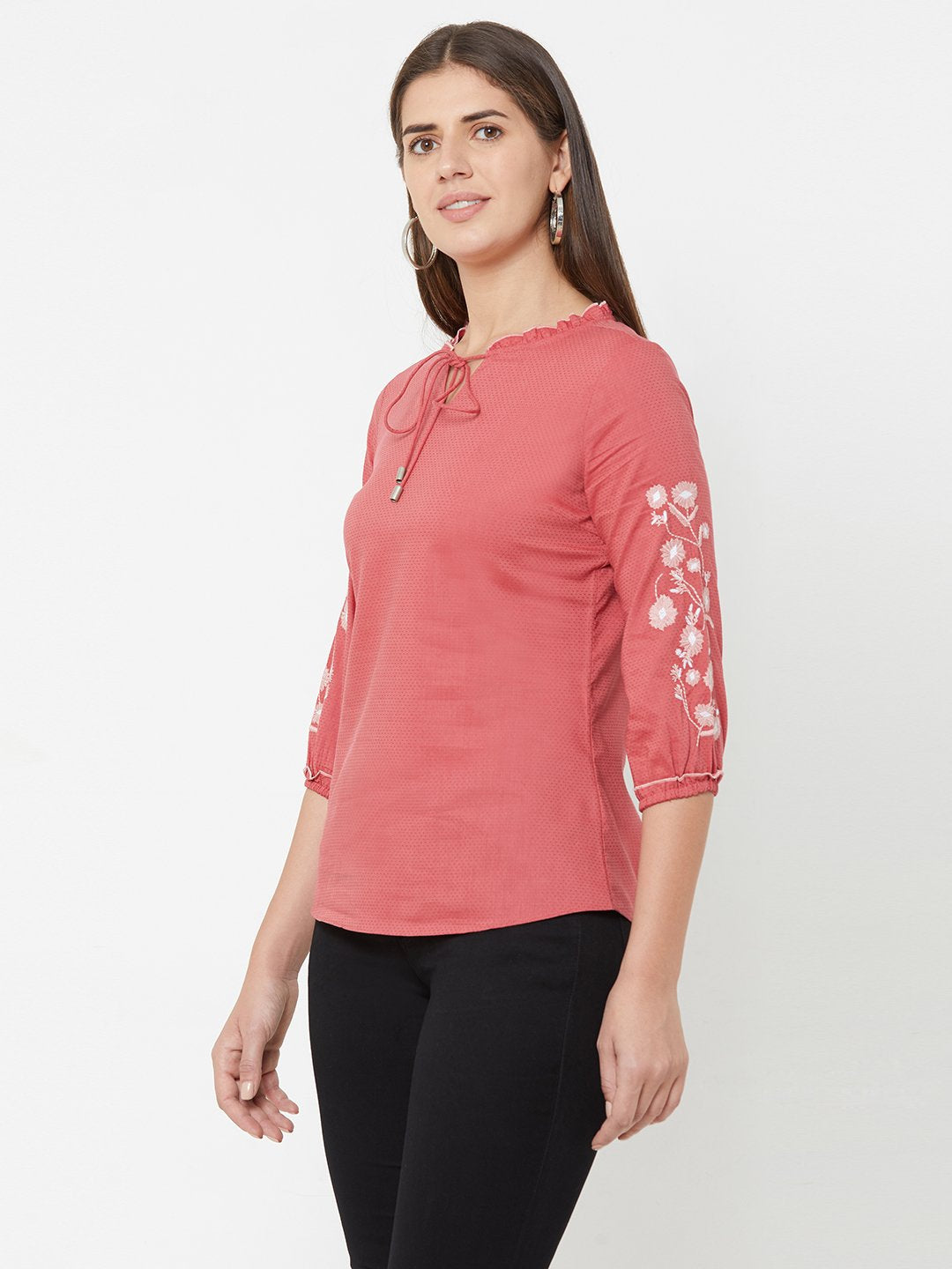 Women Berry Embroidery Top