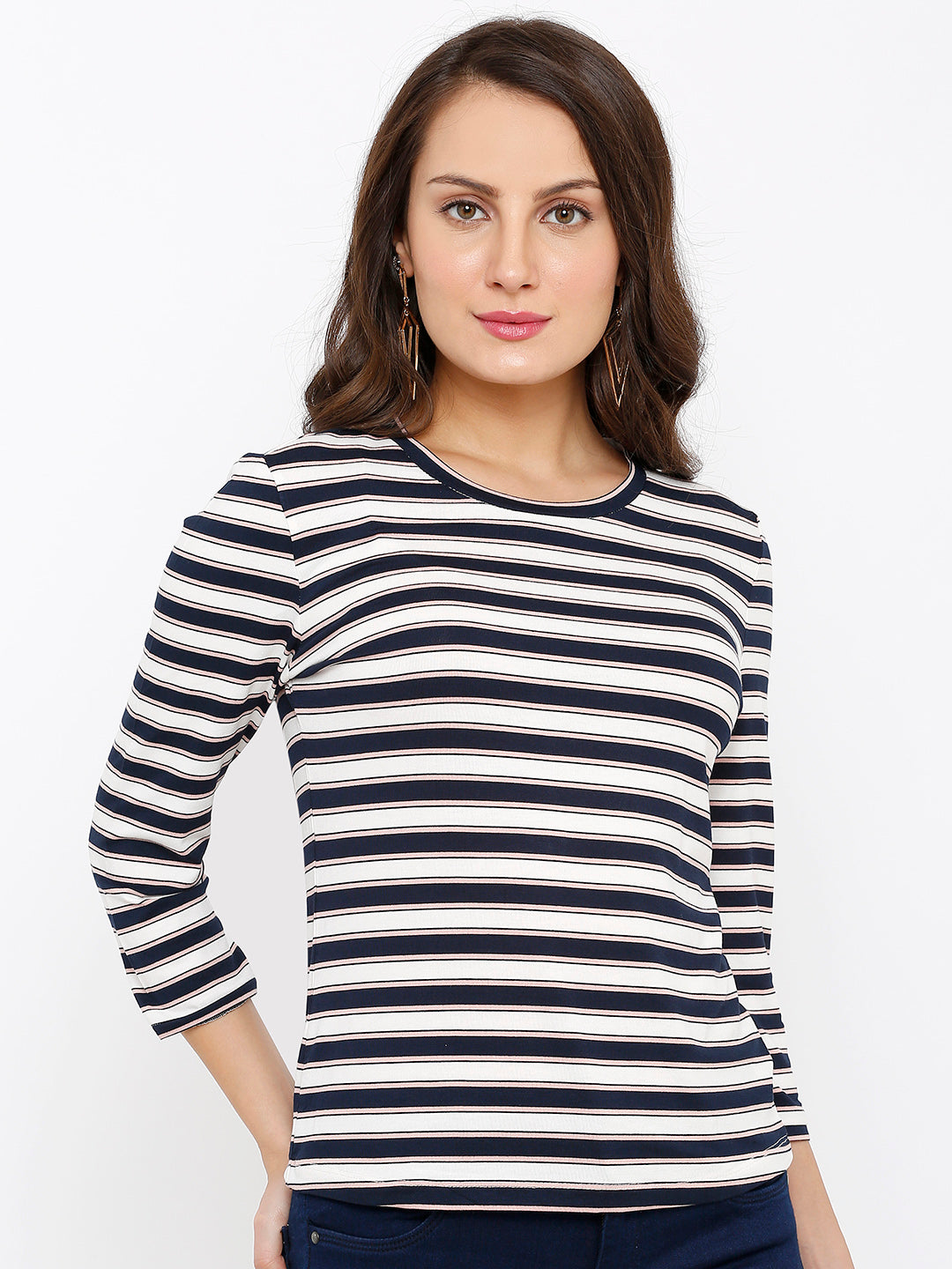 Women Navy/White Stripe T-Shirt