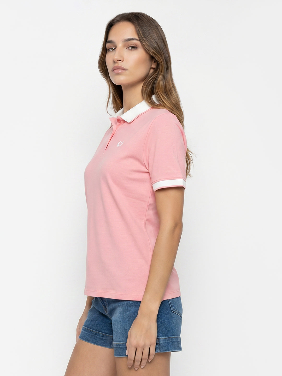 Women Peach Pink Polo T-Shirt