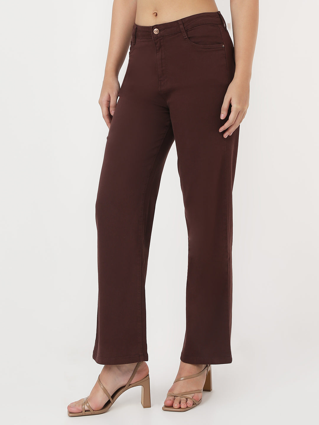 Women Sepia High-Rise Straight Fit Jeans