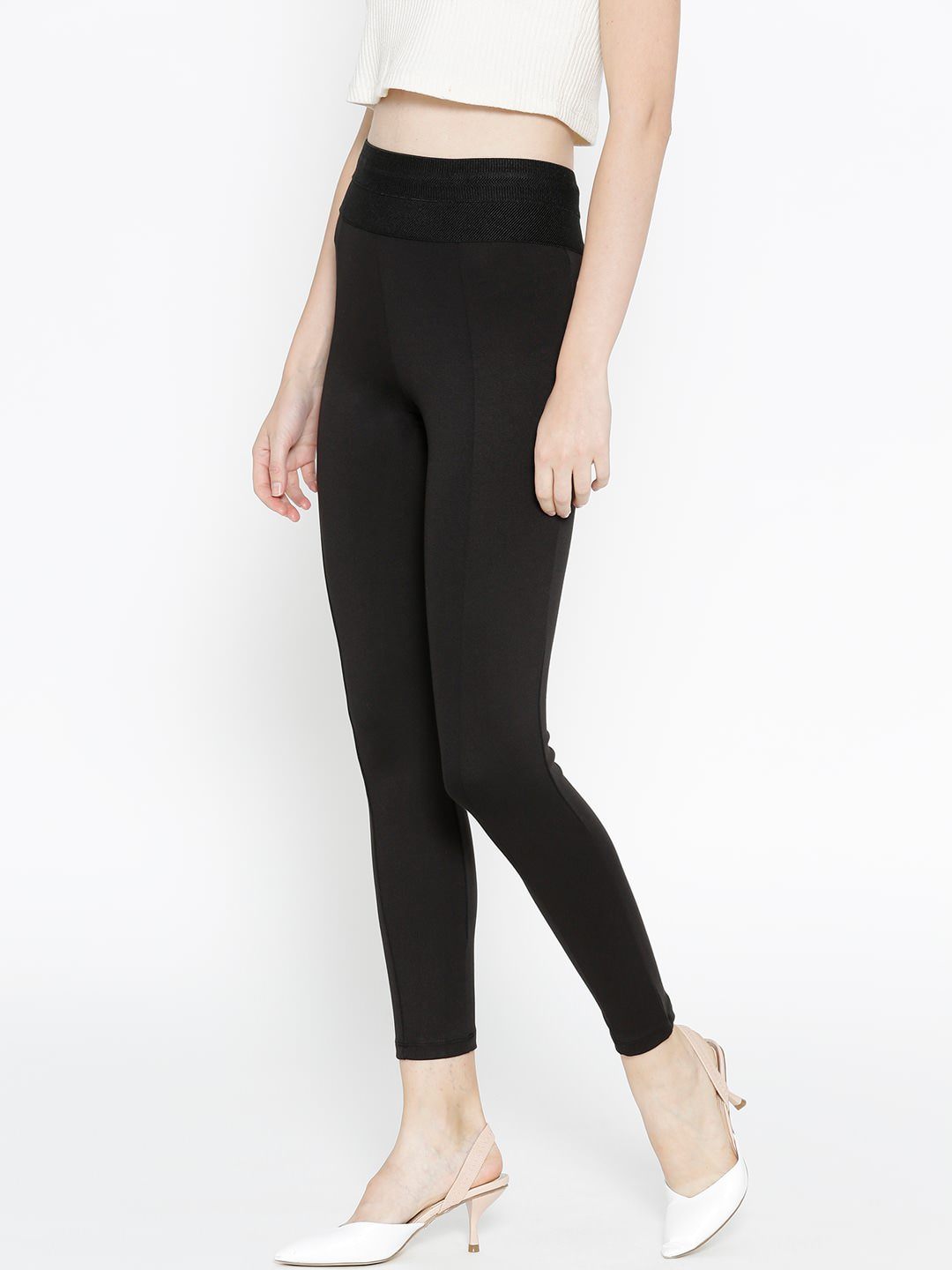 Women Black High-Rise Treggings