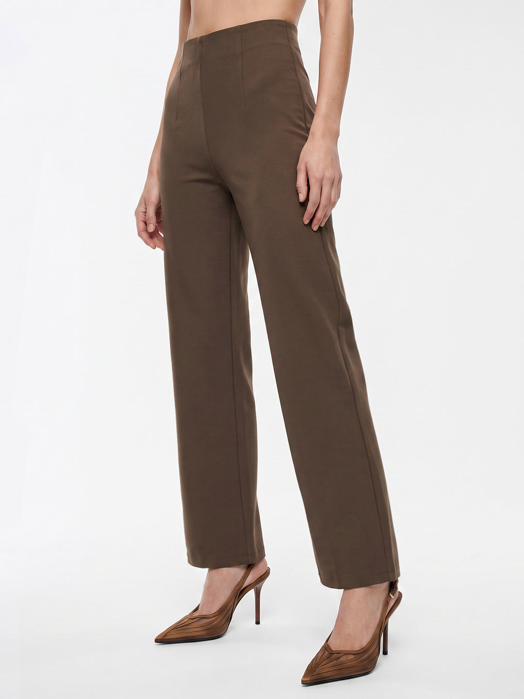 Women Brown Wide Leg Treggings