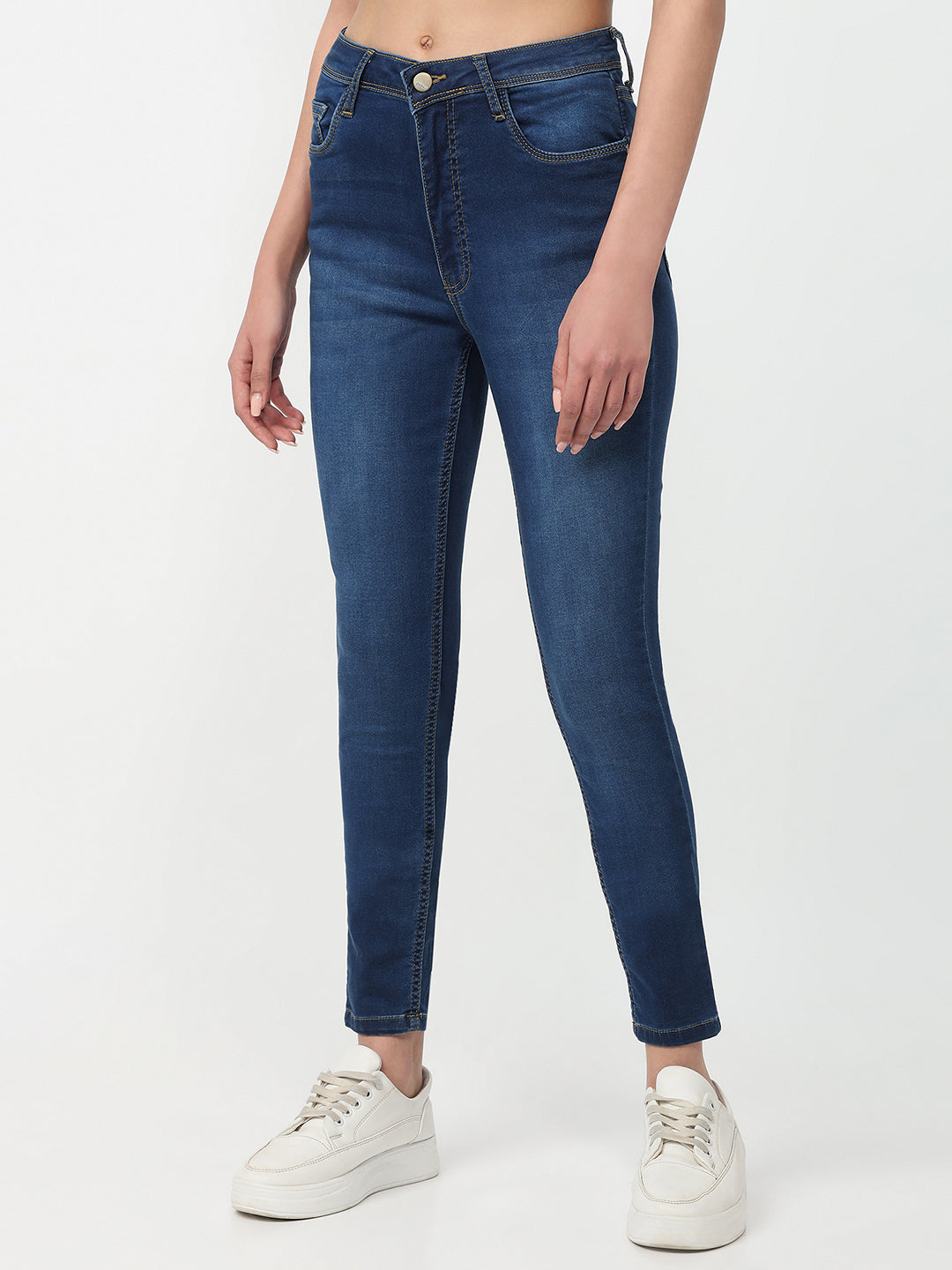 Women Dark Blue High-Rise Skinny Jeans