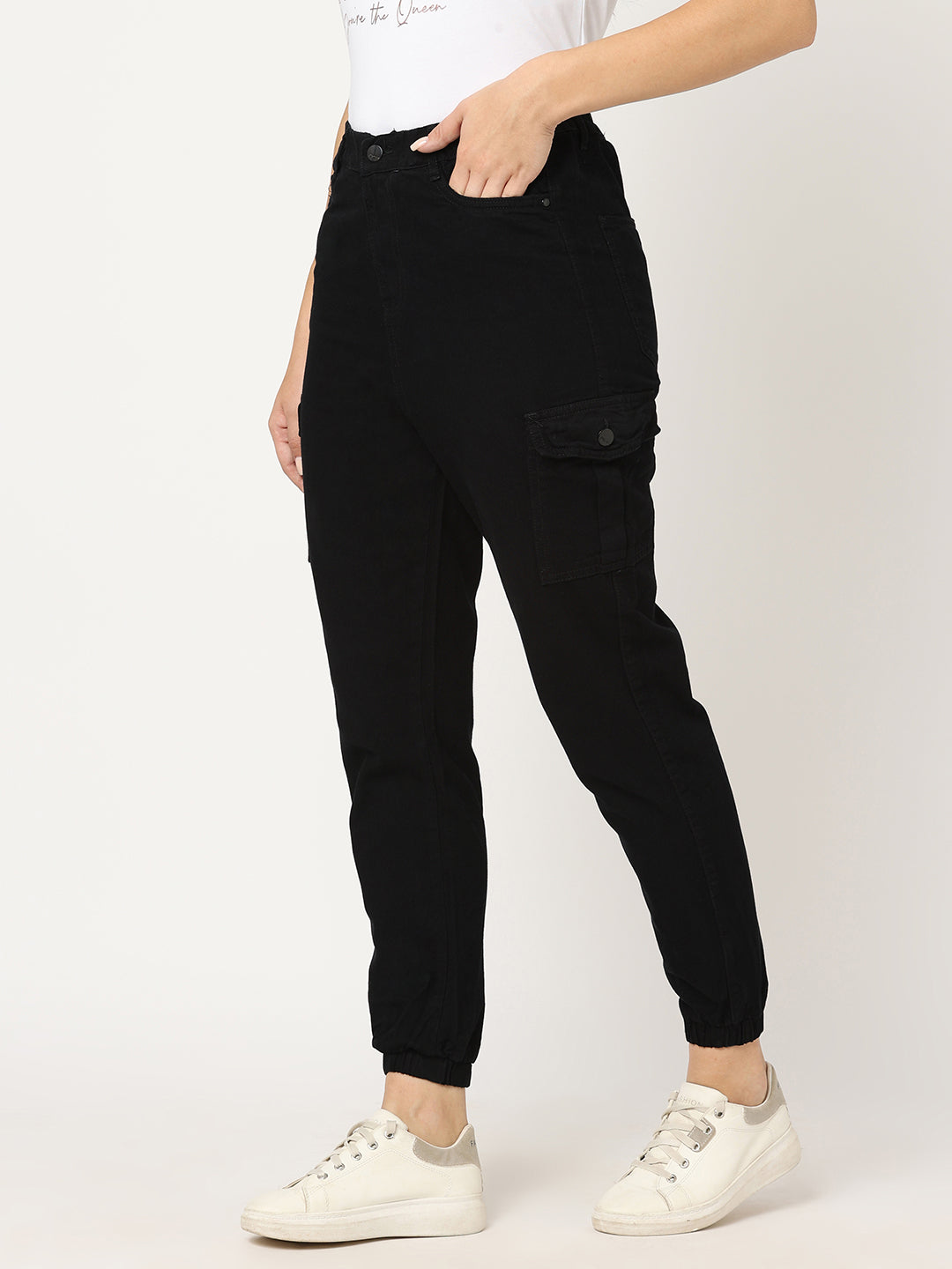 Women Black High-Rise Cargo