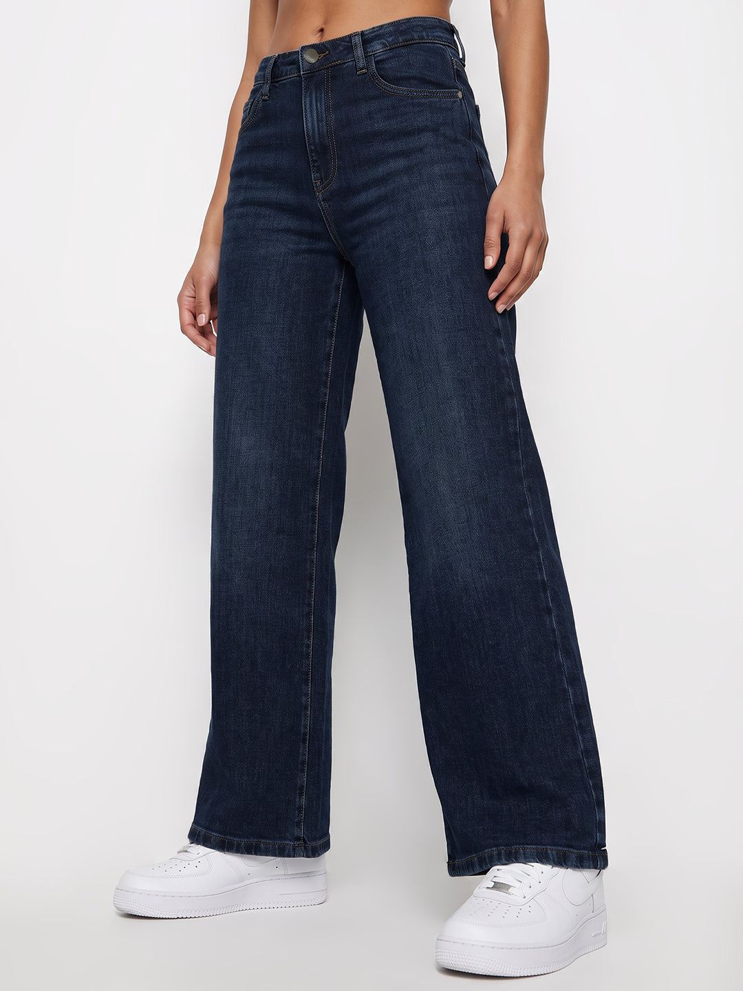 Blue High-Rise Super Wide Leg Jeans