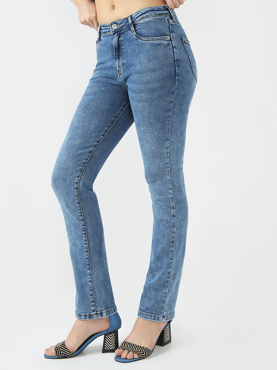 Women High Rise Slim Straight Fit Jeans