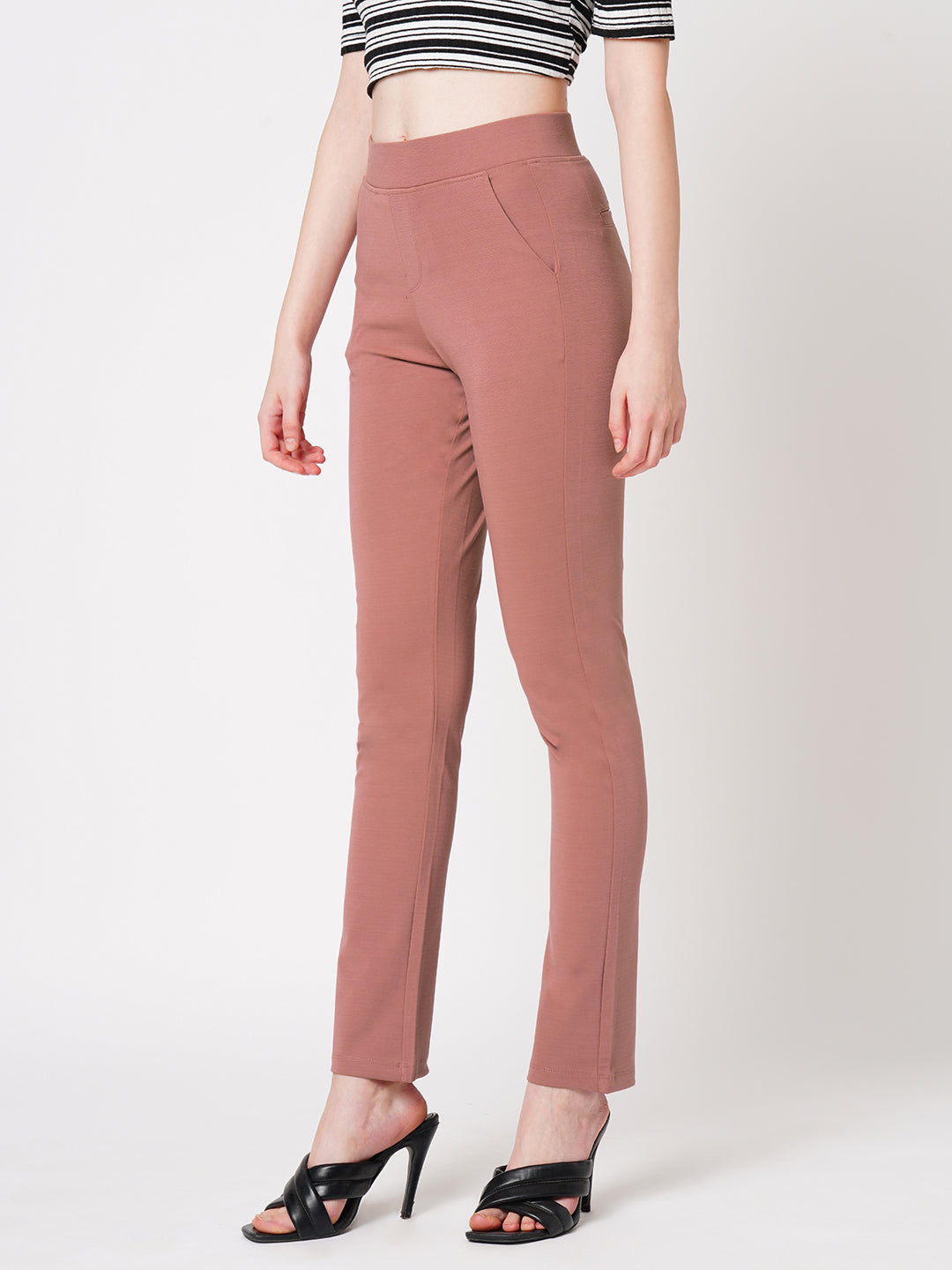 Women Dark Pink High-Rise Skinny Treggings