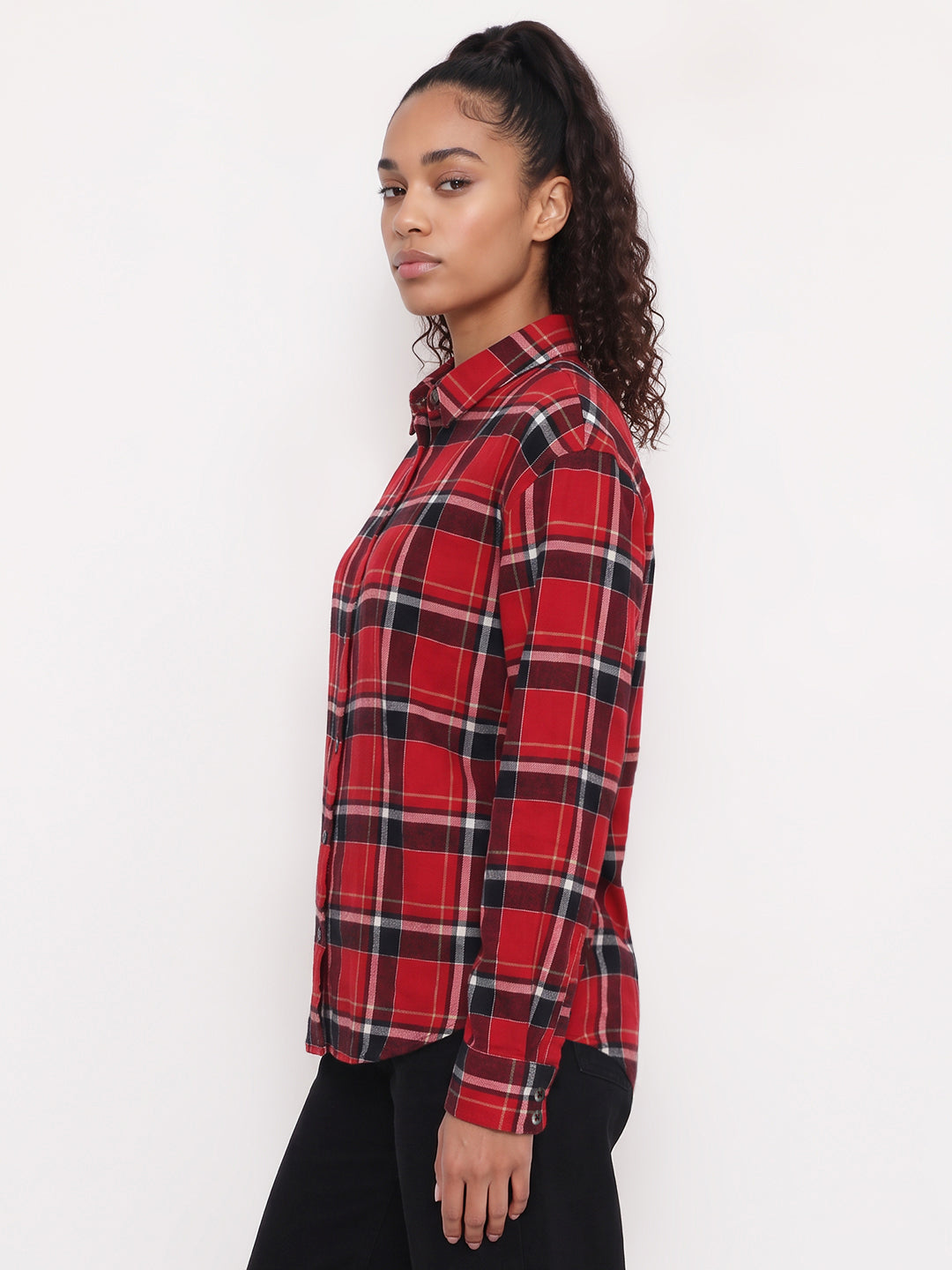 Red Checks Oversized Shirt
