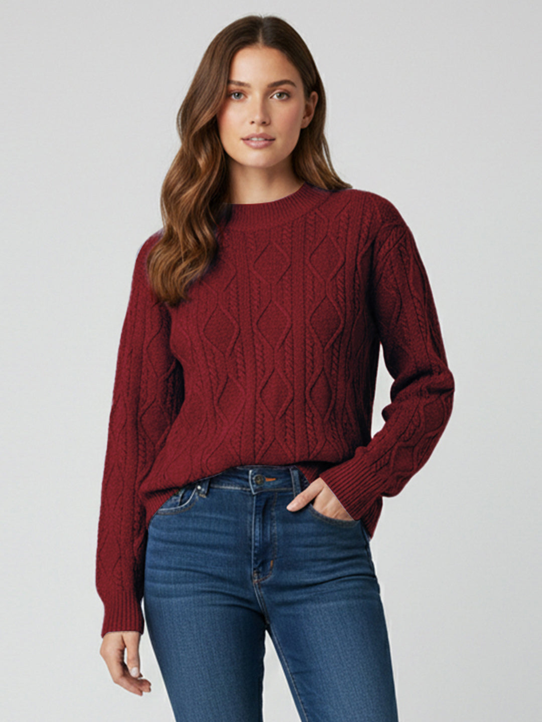 Women Maroon Slim Fit Sweater