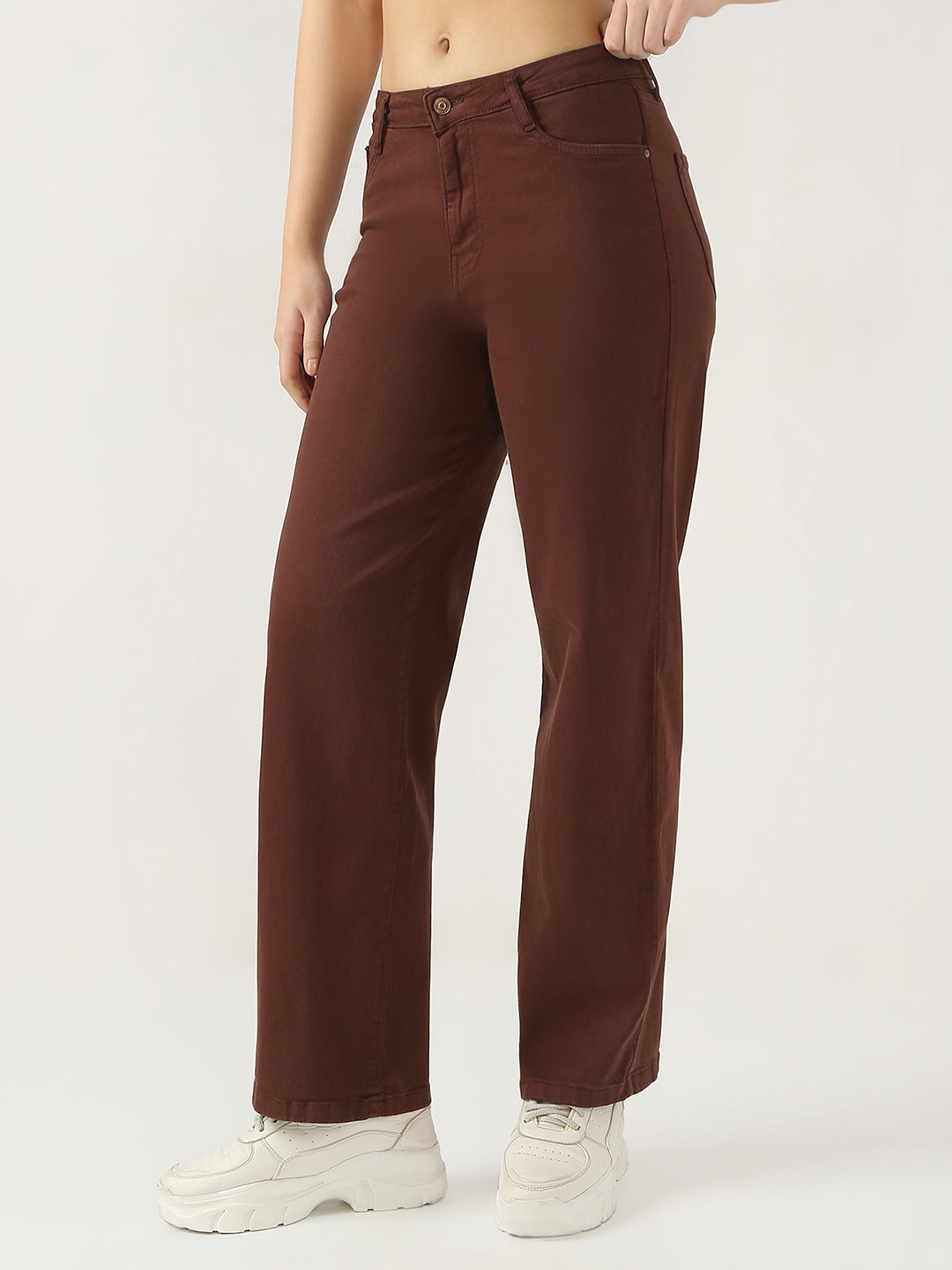 Women Sepia High Rise Wide Leg Jeans