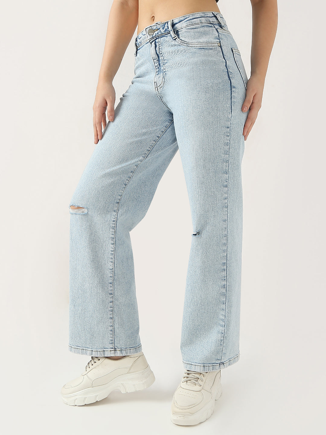 Women High Rise Wide Leg Jeans