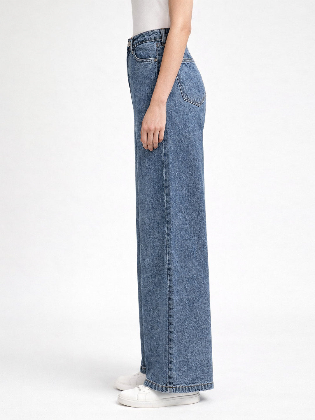 Women Blue High-Rise Super Wide Leg Jeans