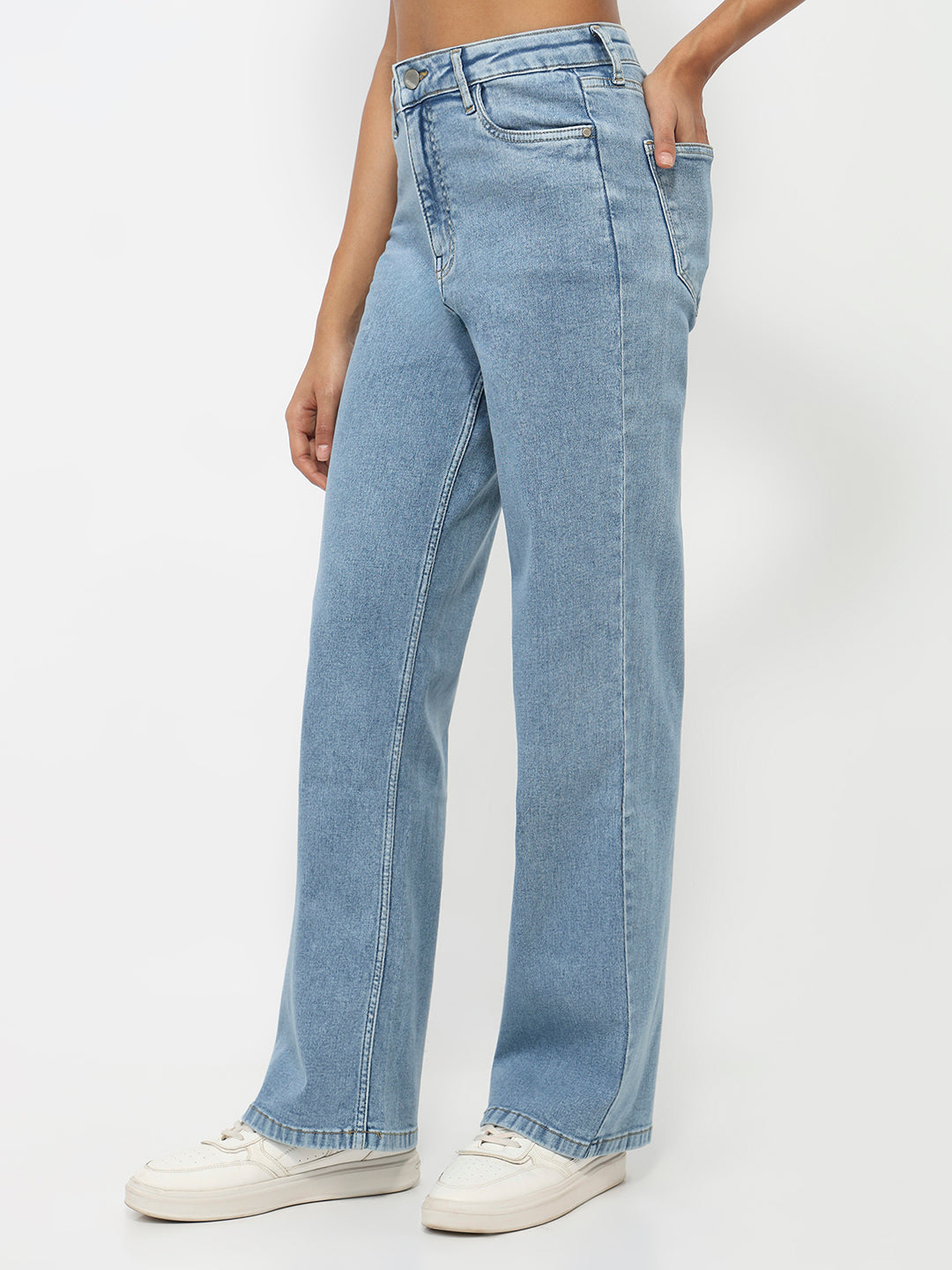 Women Blue High-Rise Straight Fit Jeans