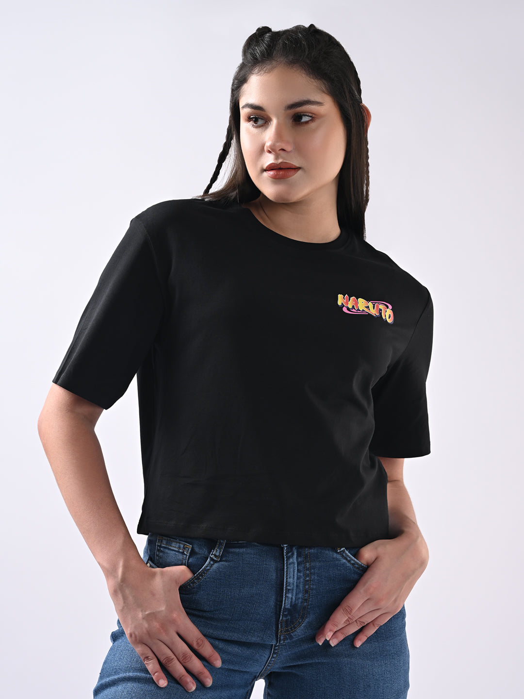 Women Graphic Crop Slim Fit Tees