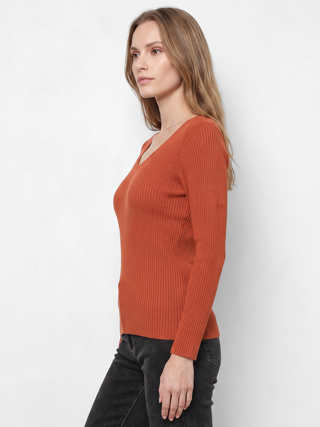 Women Burnt Orange Flat Knit