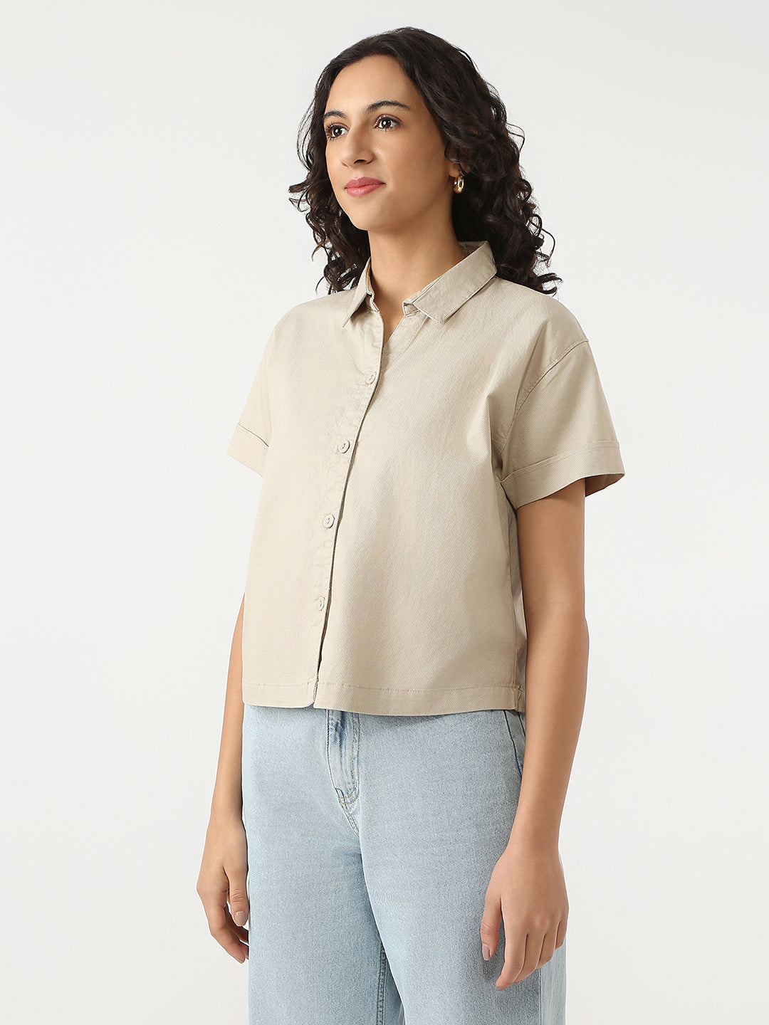 Women Oatmilk Crop Shirt