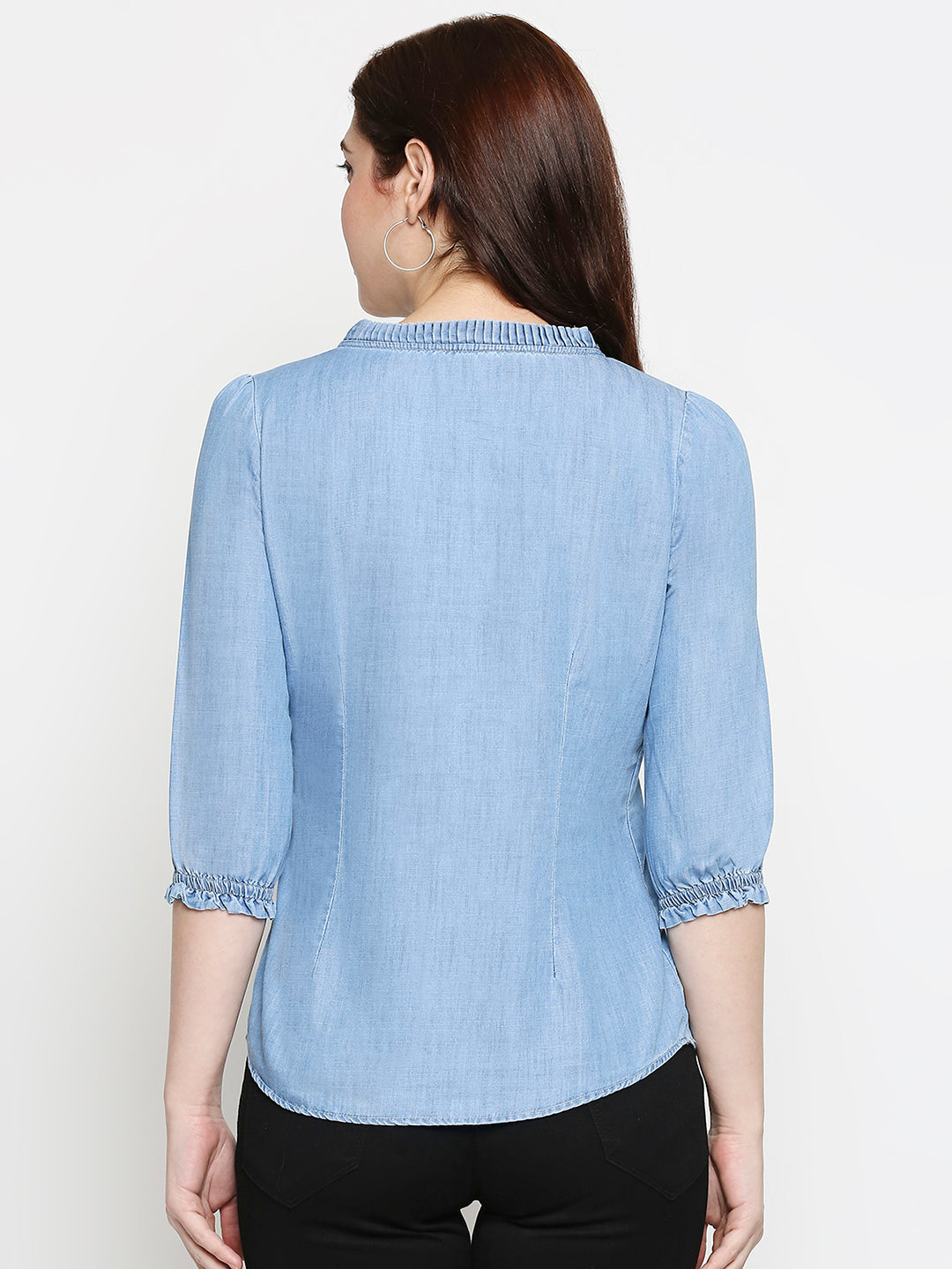 Women Blue Denim Top