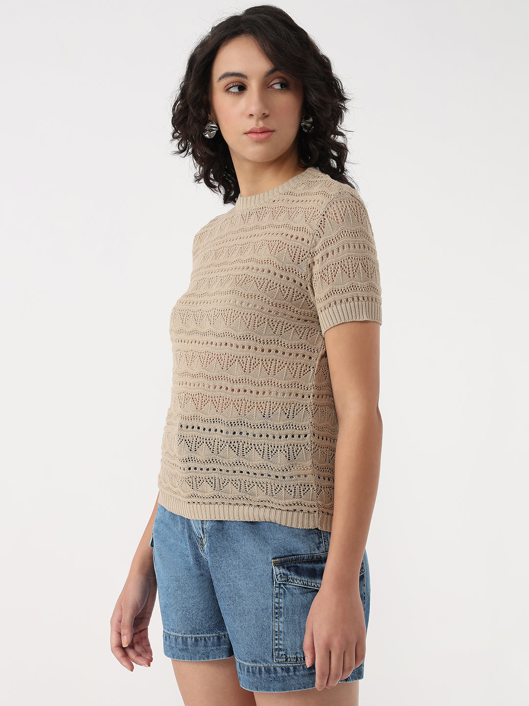 Women Summer Sand Slim Flat Knit Top