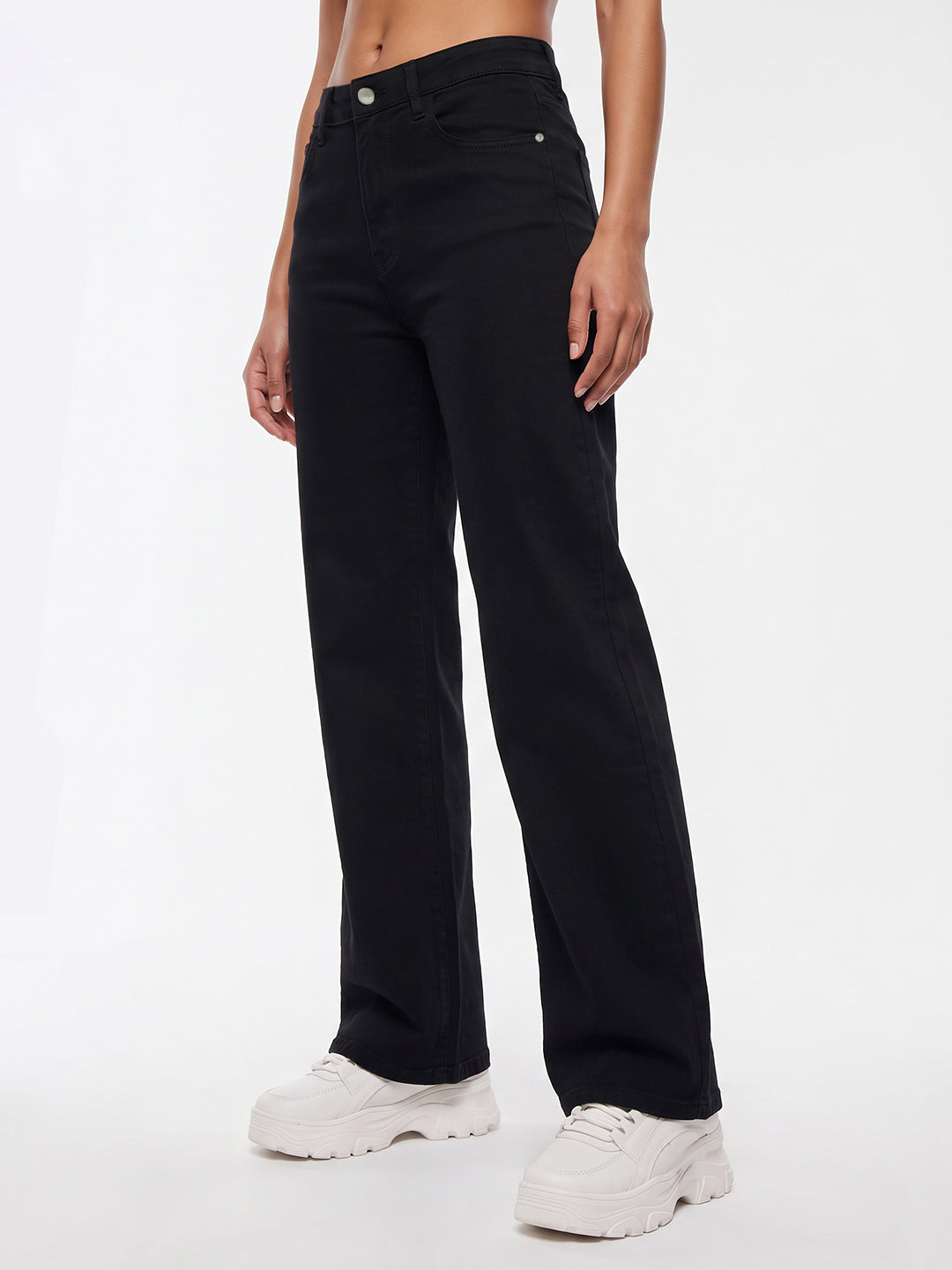 Black High-Rise Super Wide Leg Jeans