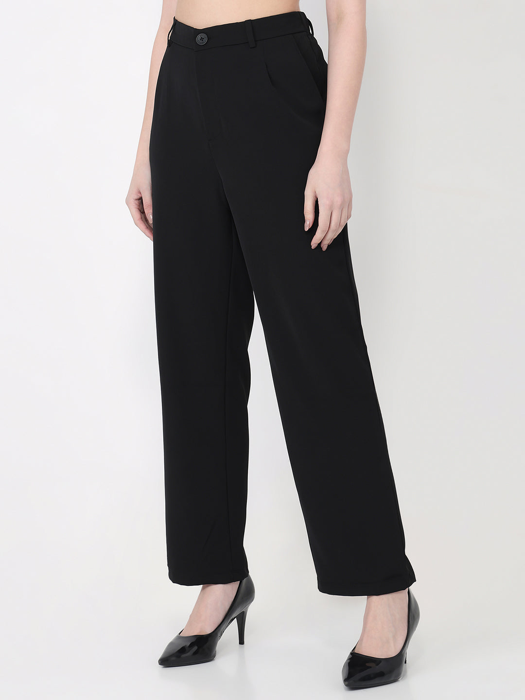 Women Black Wide Leg Korean Pants
