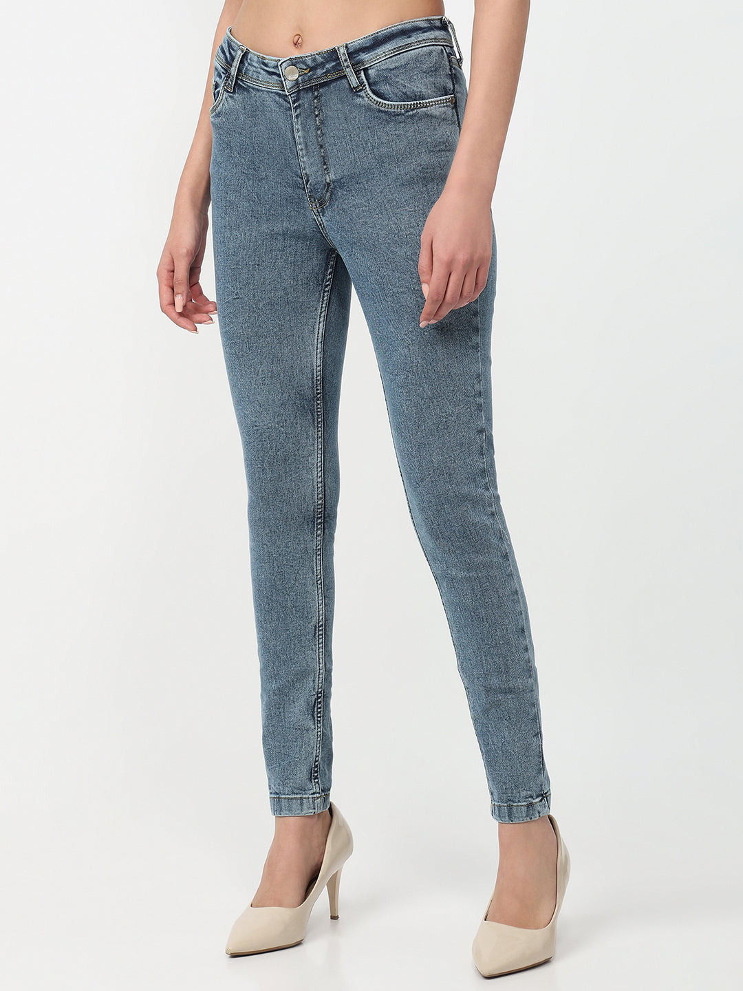 Women Blue High-Rise Skinny Jeans