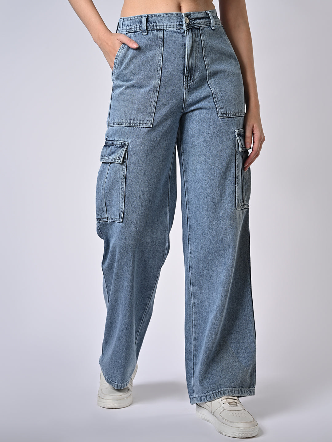 Women High-Rise Loose Straight Fit Cargo