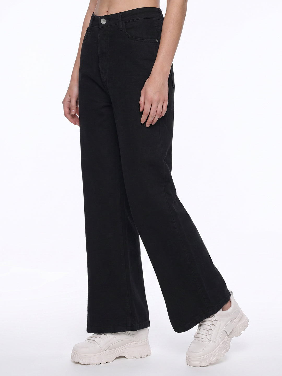 Black High-Rise Super Wide Leg Jeans