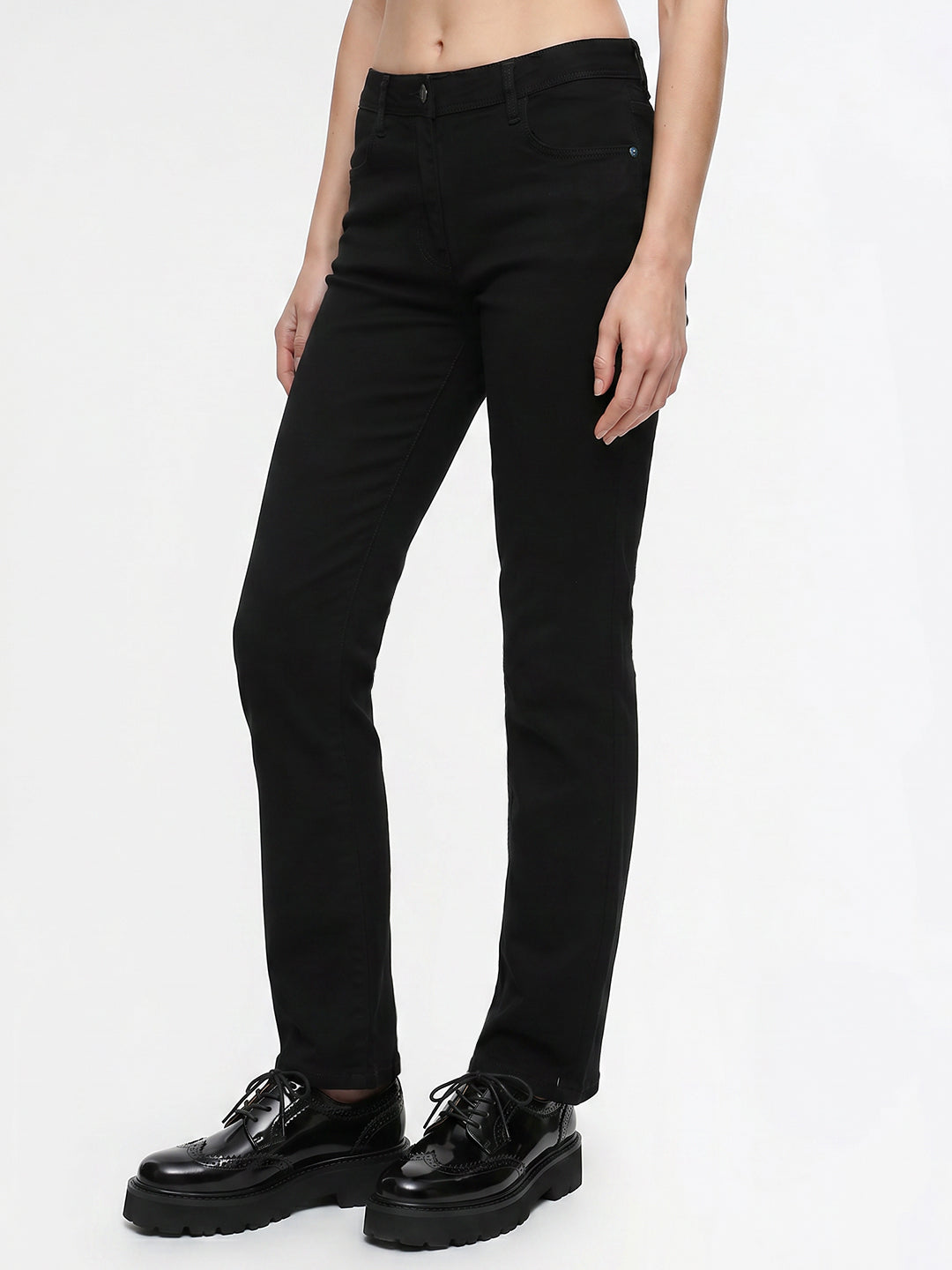 Women Black High-Rise Crop Flare Jeans