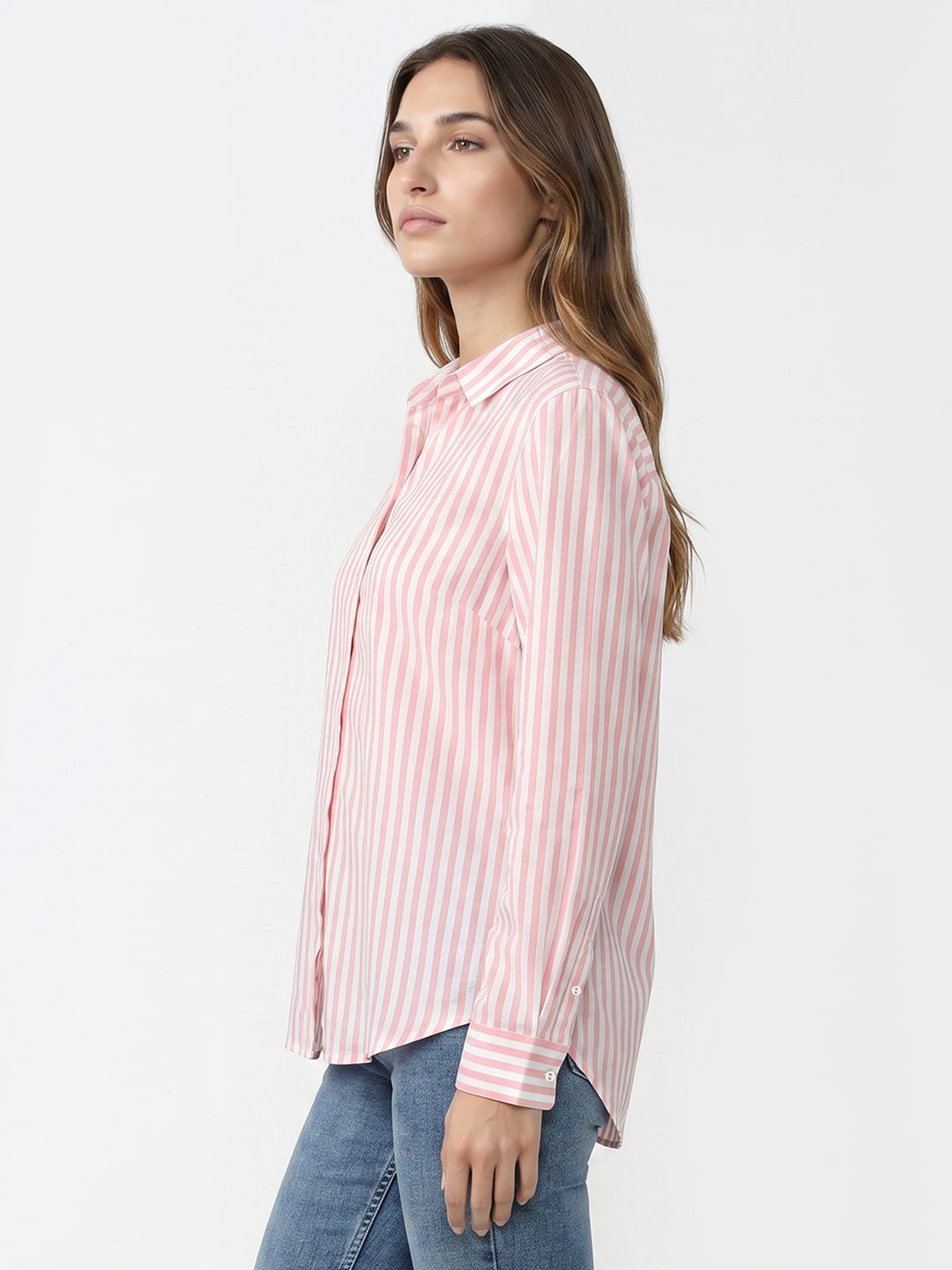 Women Peach Pink/White Shirt
