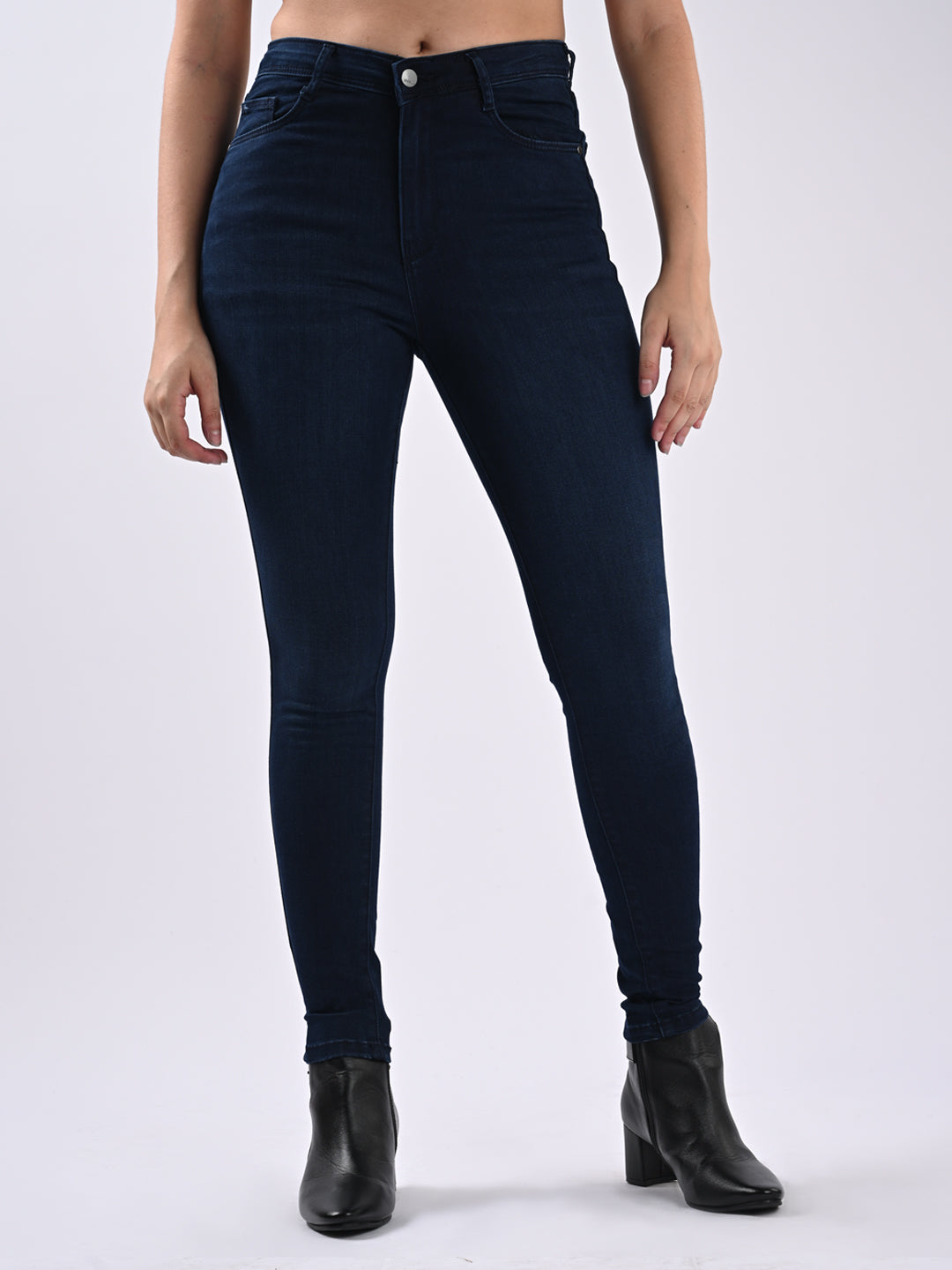 Women Dark Blue Sky High-Rise Skinny Fit Jeans