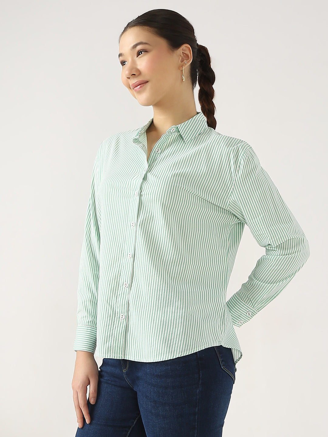 Women Mint/White Oversize Shirt