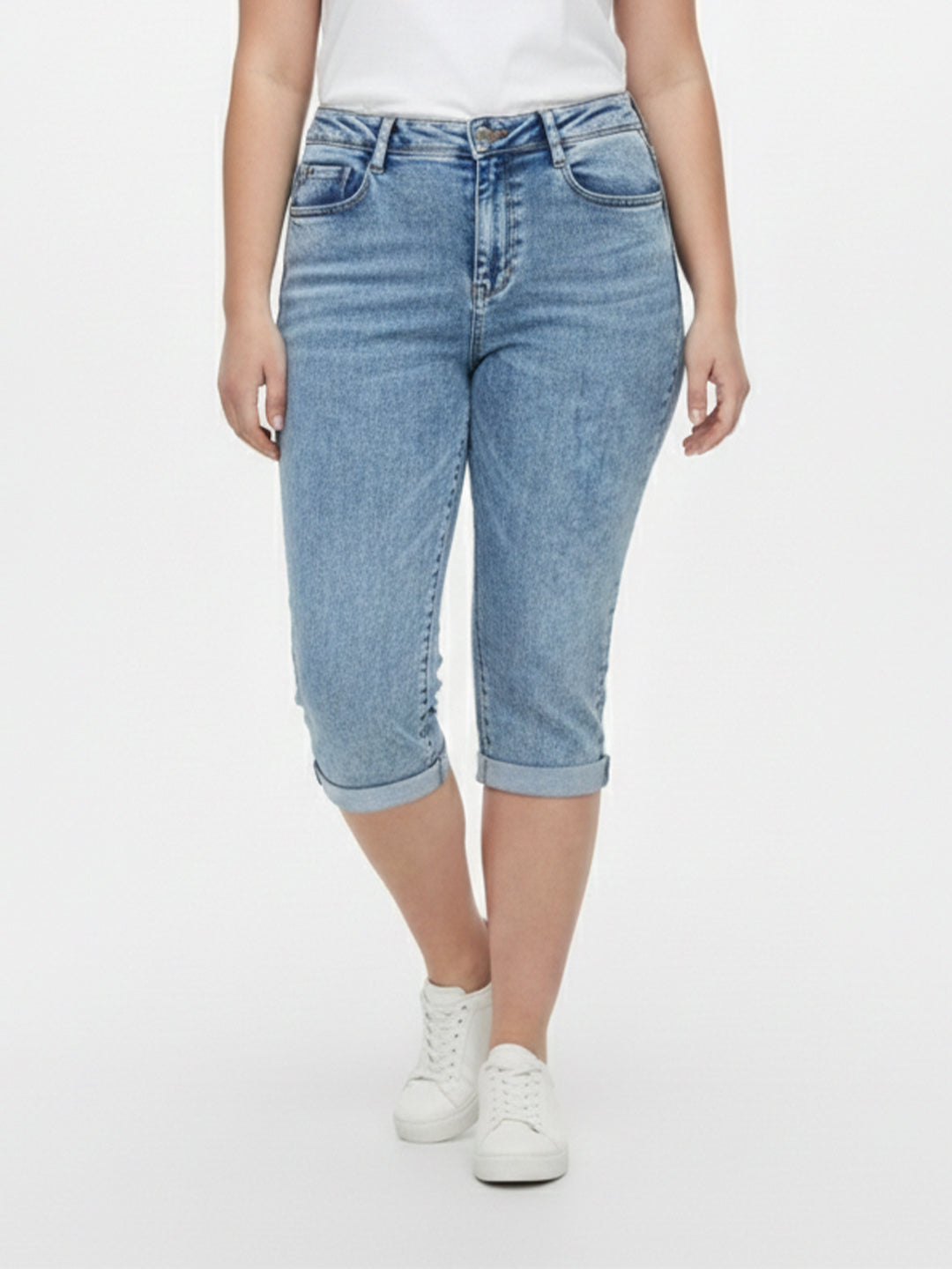 Women Blue High-Rise Capri