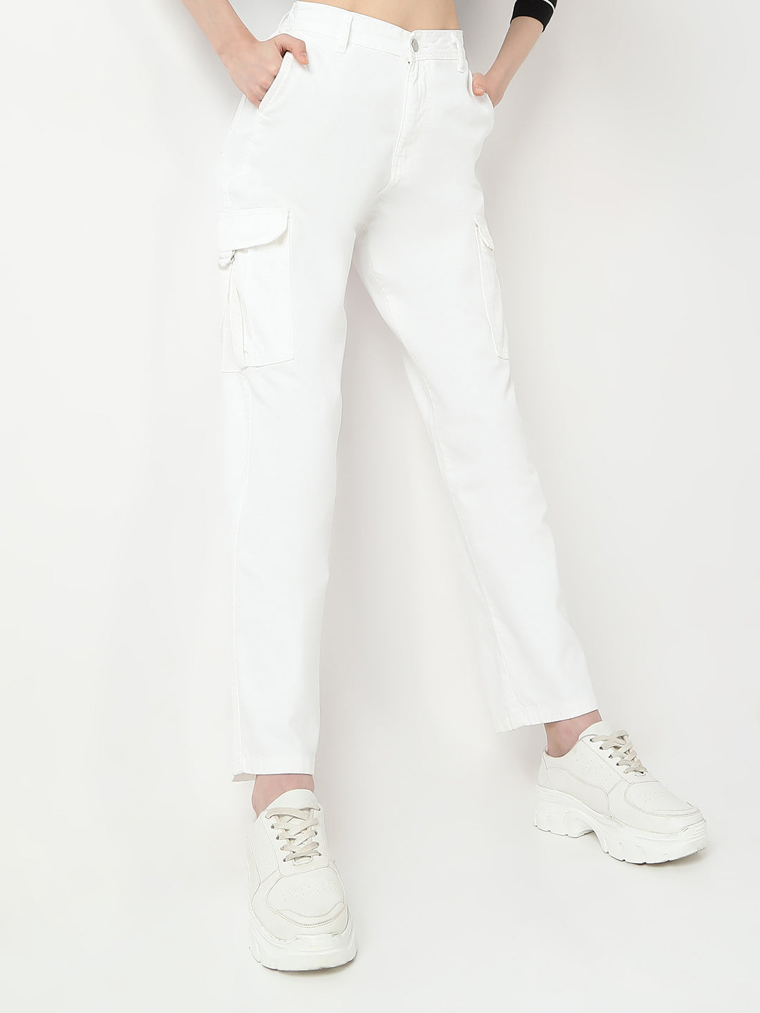 Women White High-Rise Cargo