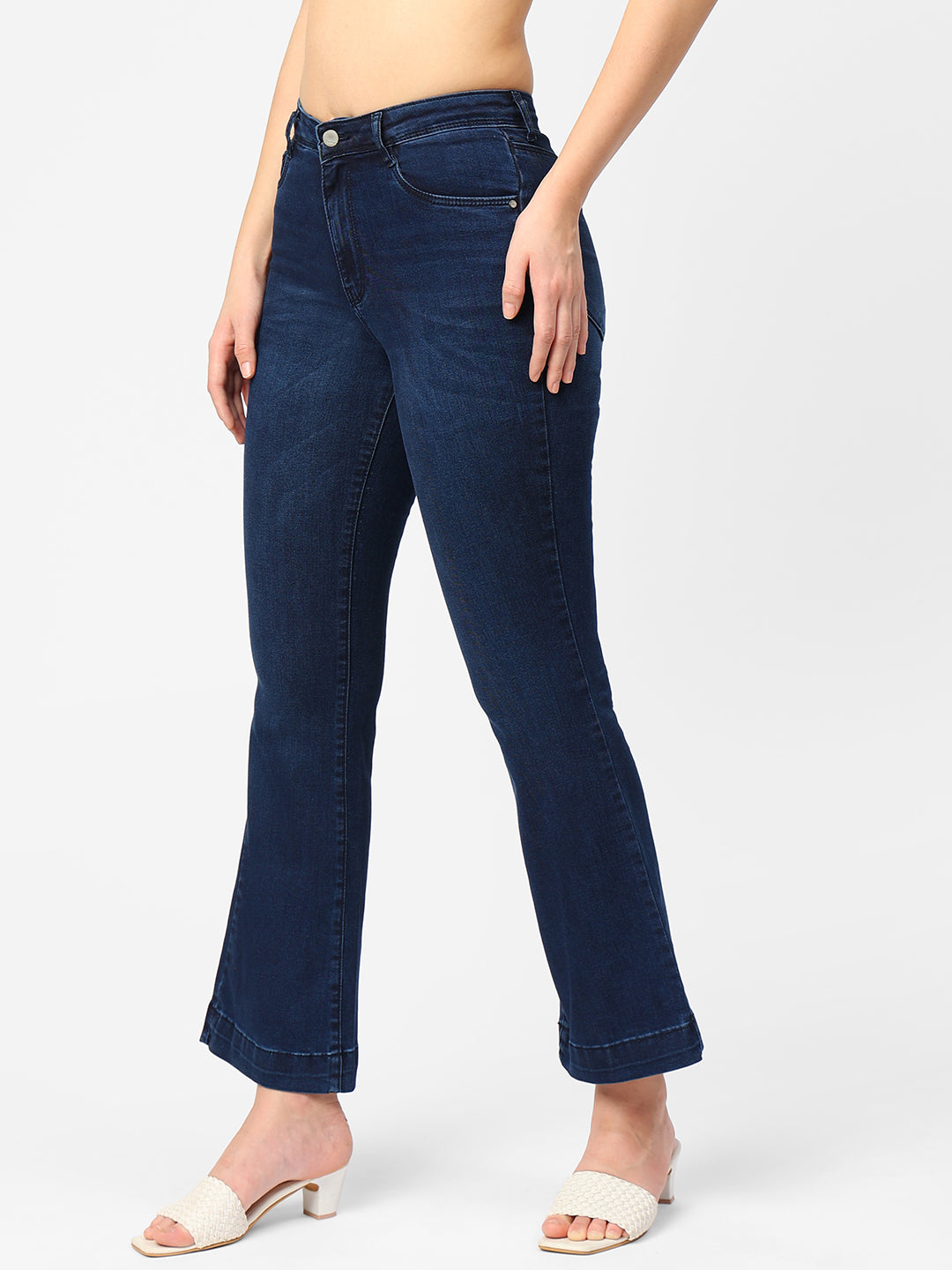 Women Navy High-Rise Flare Jeans
