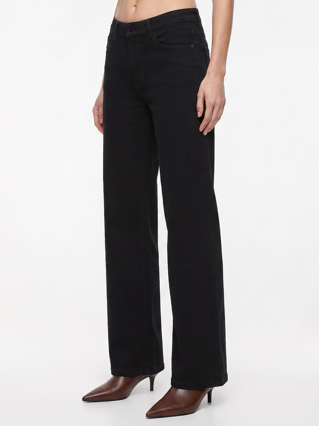 Women Black High-Rise Super Wide Leg Jeans
