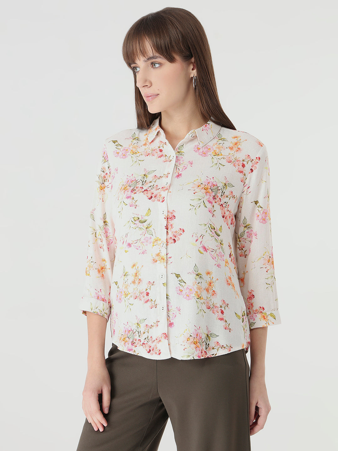 Women Floral Print Slim Fit Shirt