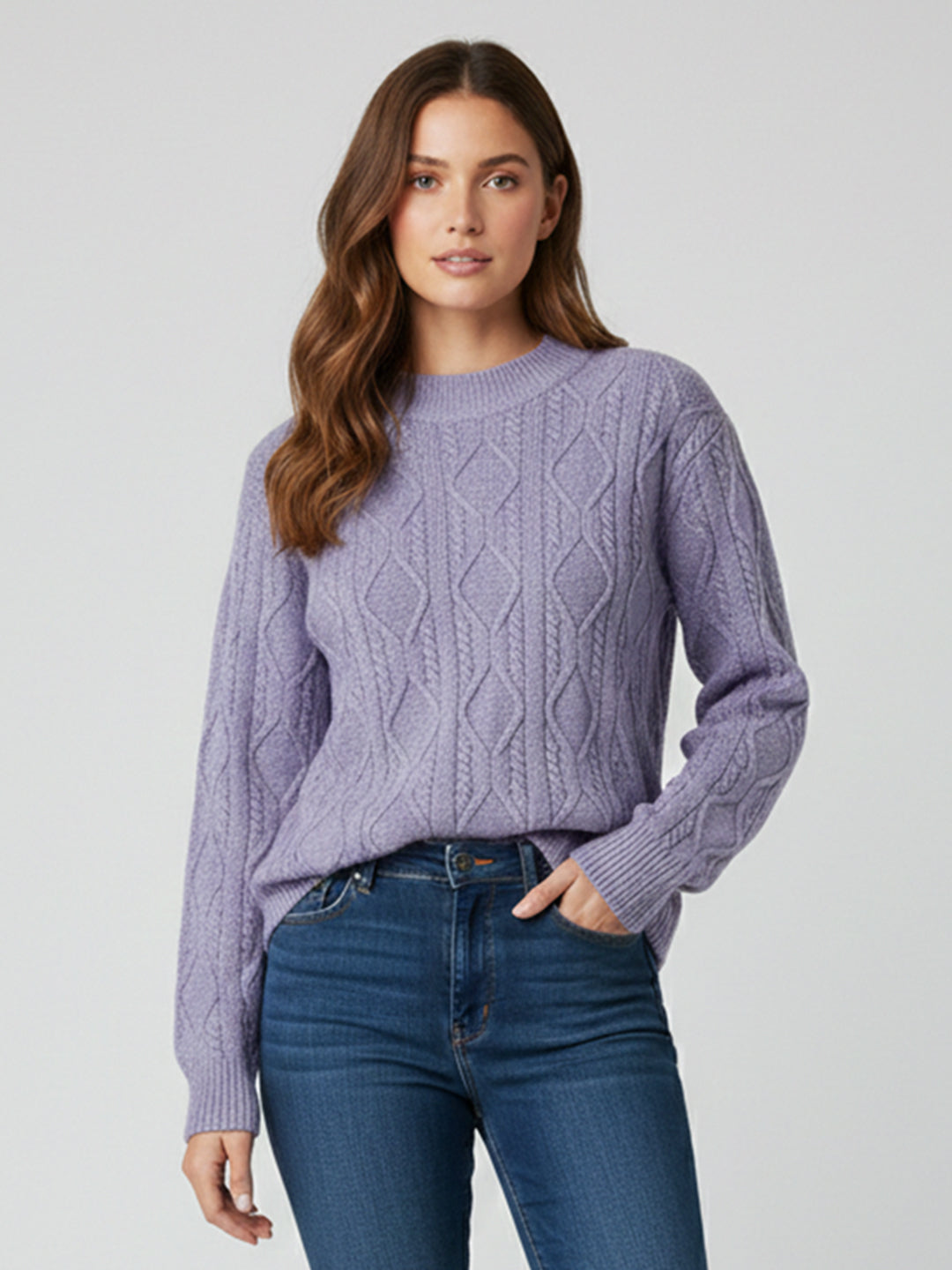 Women Lilac Slim Fit Sweater