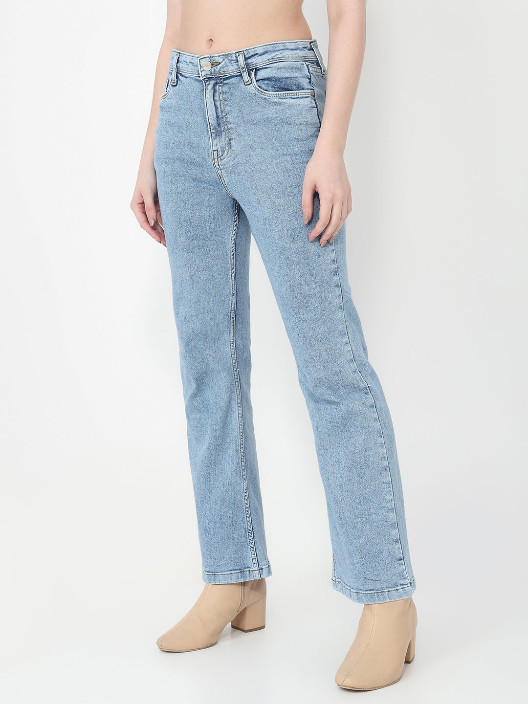Blue High-Rise Flare Jeans
