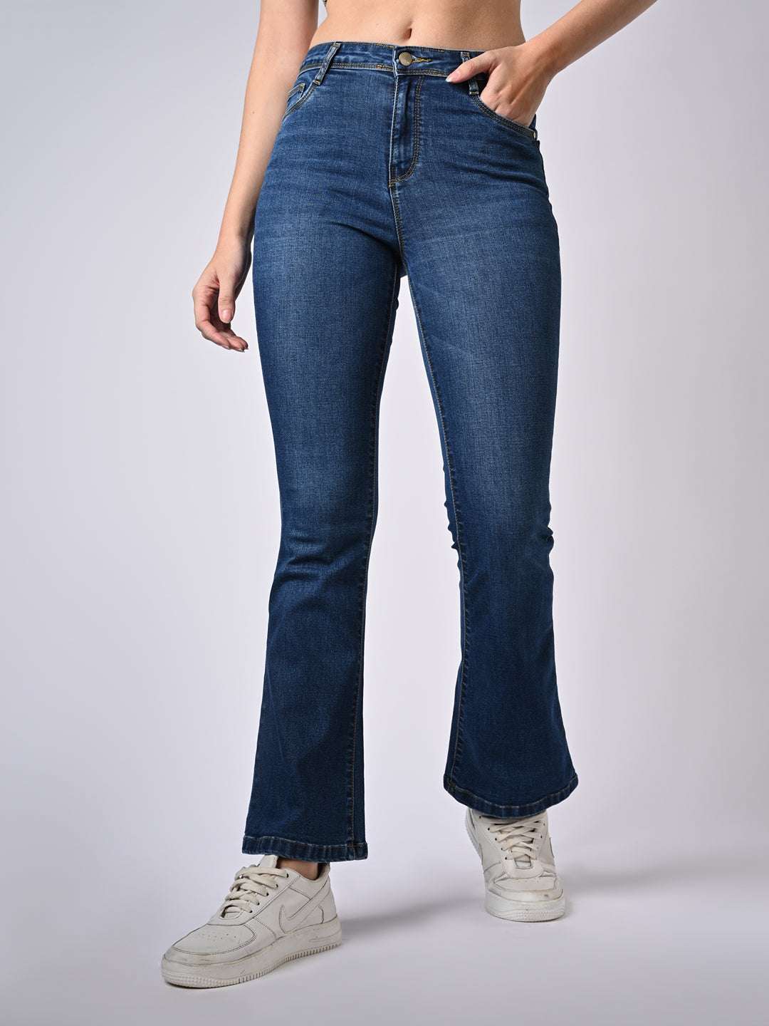 Women Blue High Rise Flare Jeans