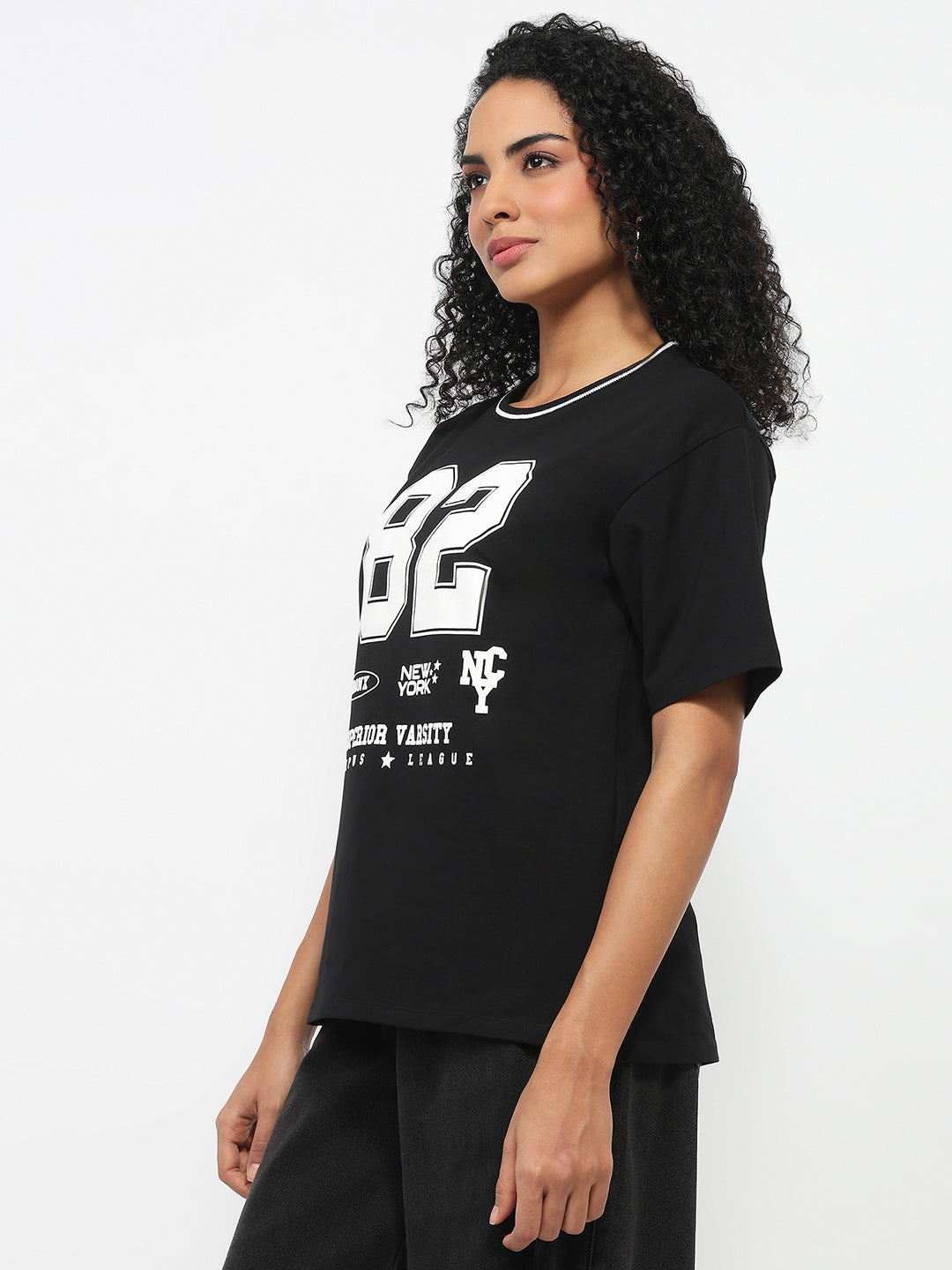 Women Black Oversized T-Shirt