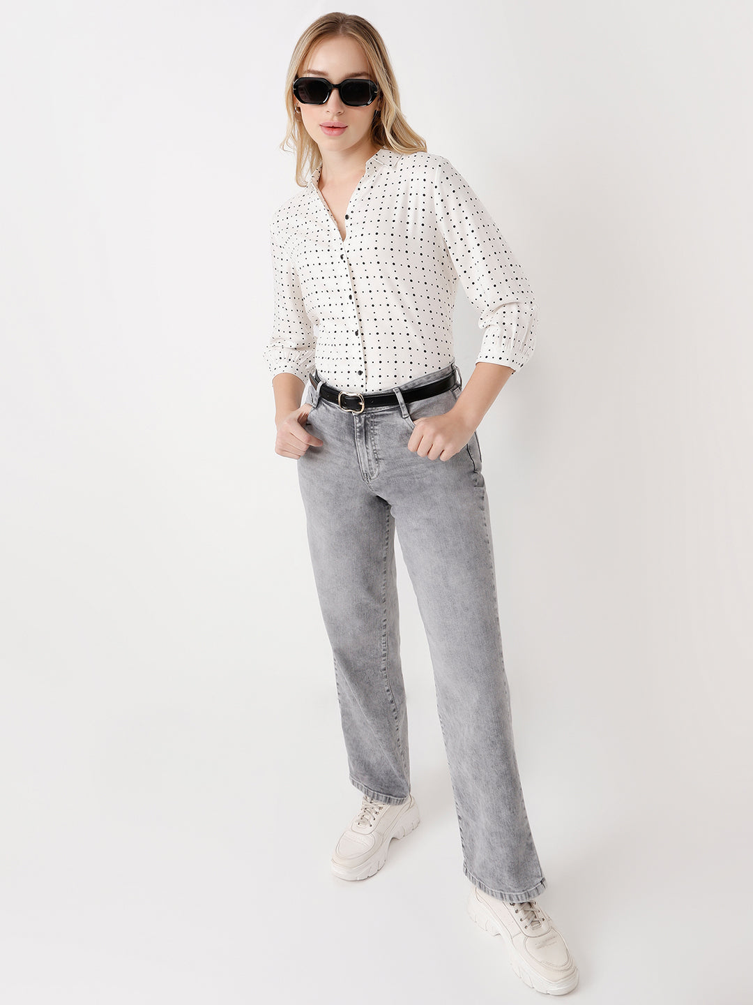 Women Off White Print Shirt