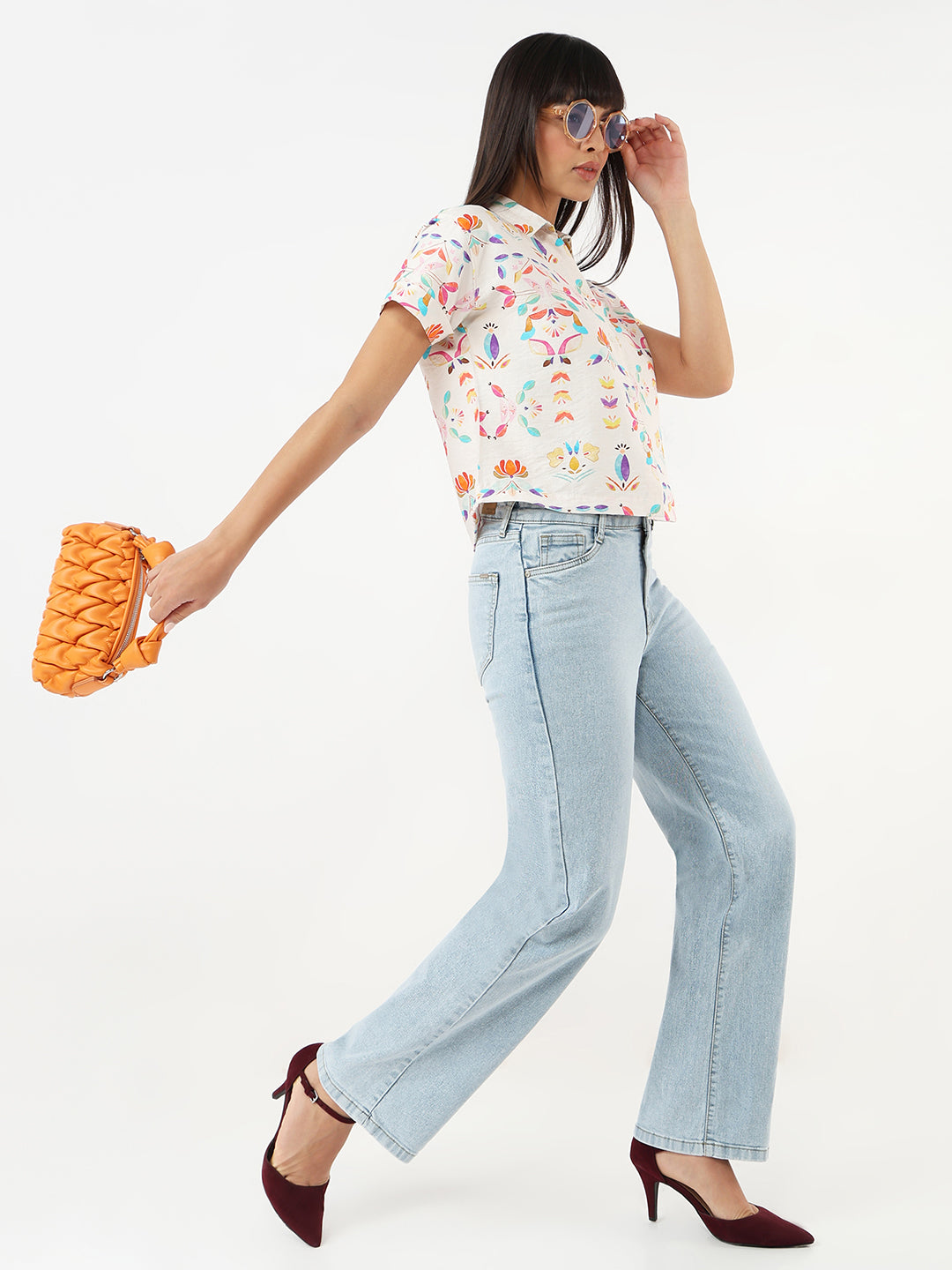 Women Light Blue High-Rise Straight Jeans