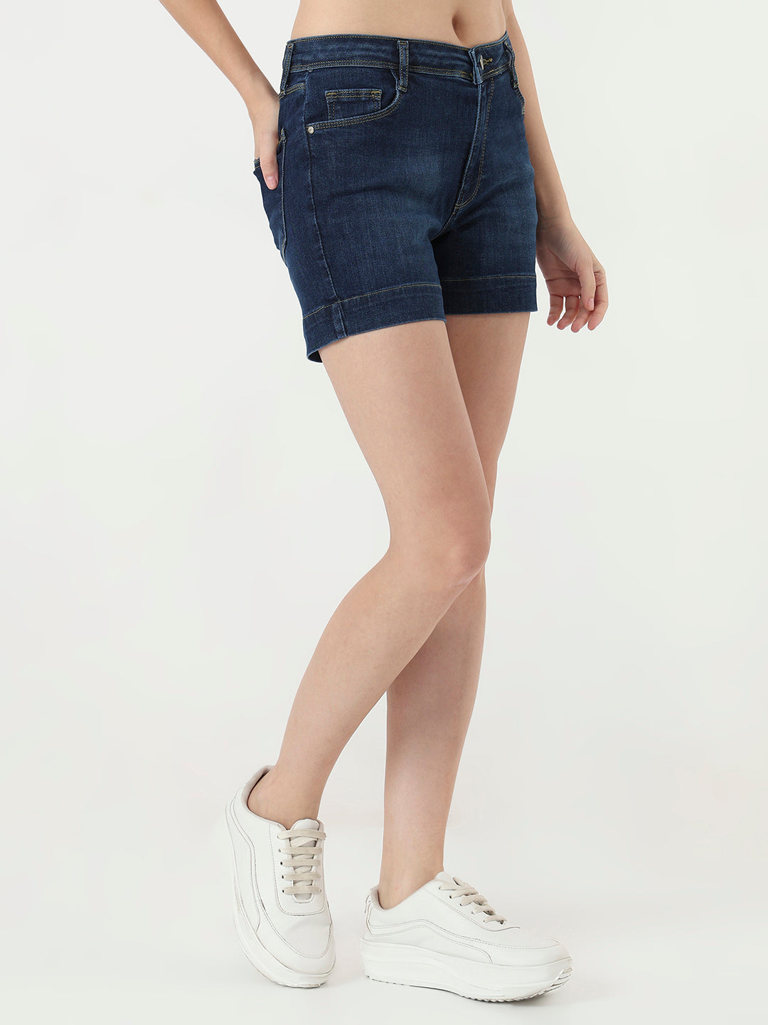 Women Blue Slim Fit Shorts