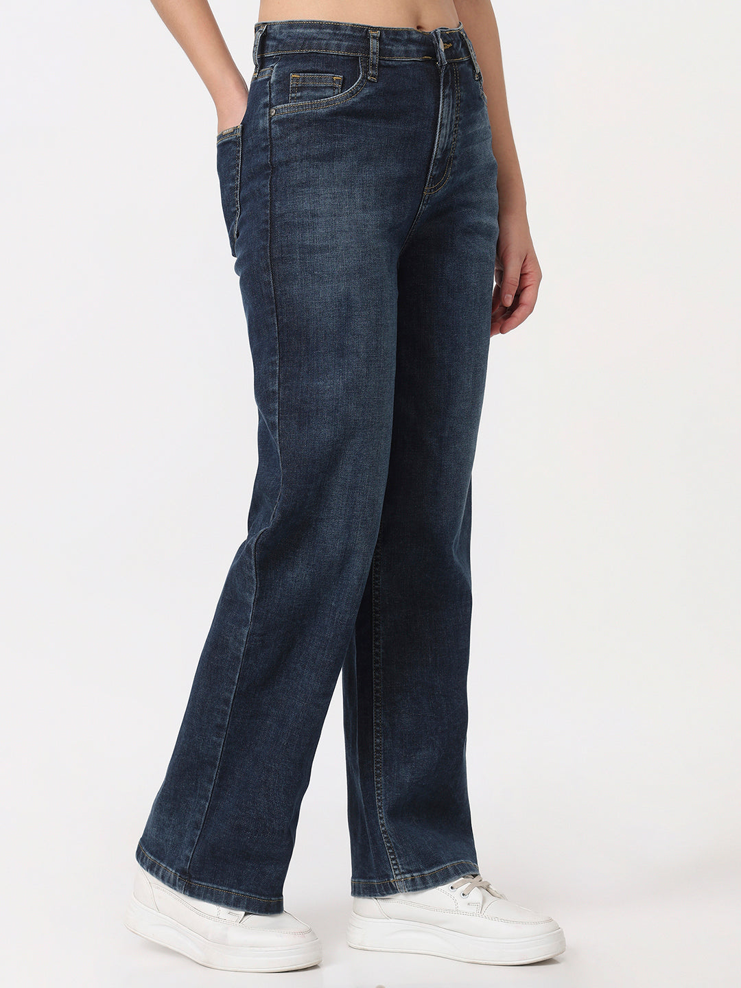 Women Blue High-Rise Straight Fit Jeans