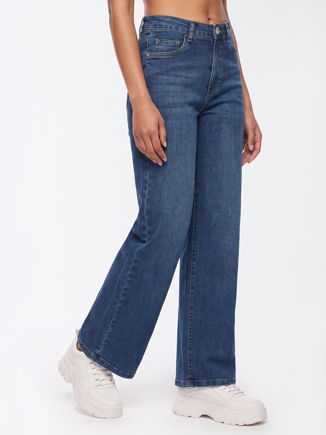 Blue High-Rise Wide Leg Jeans