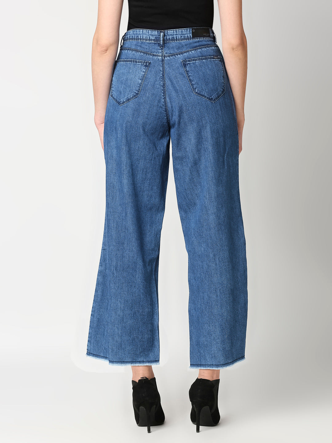 Women Blue High-Rise Wide Leg Jeans