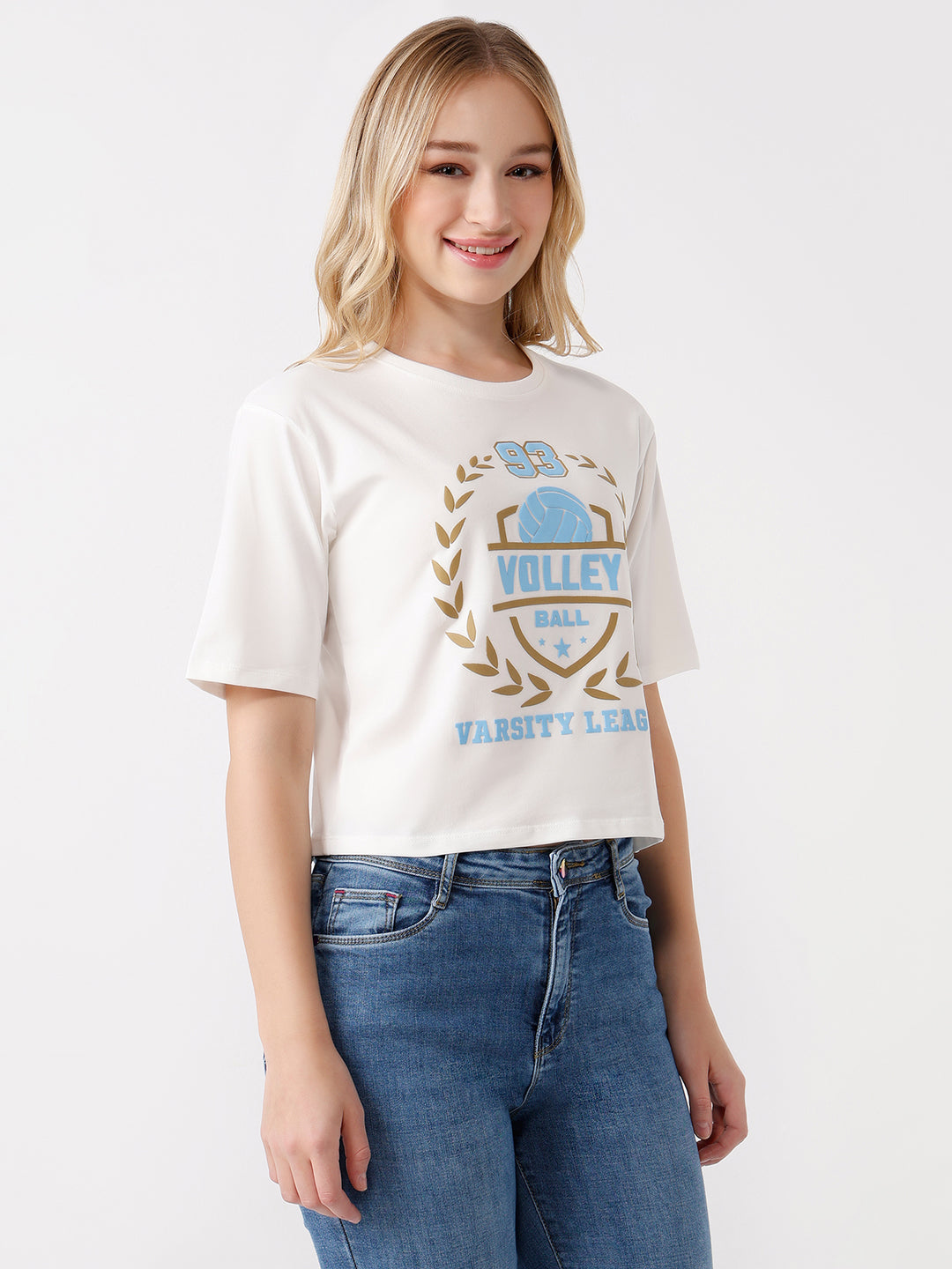 Women Slim Fit Crop T-Shirt