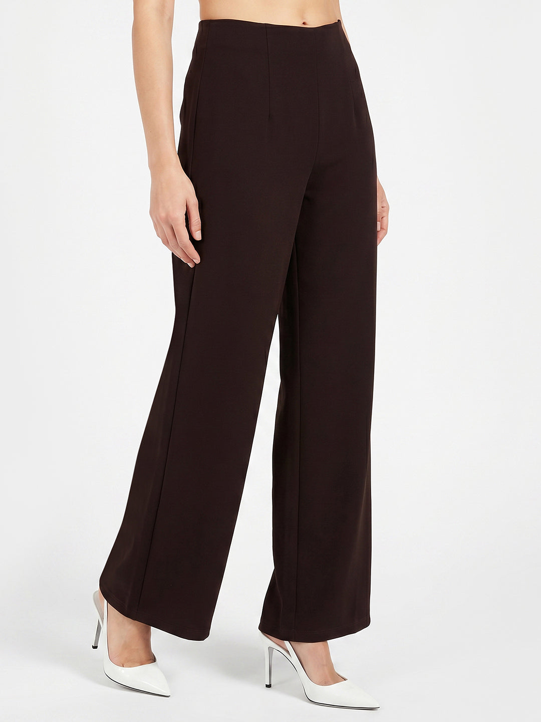 Women Dark Sepia High-Rise Wide Leg Jeans
